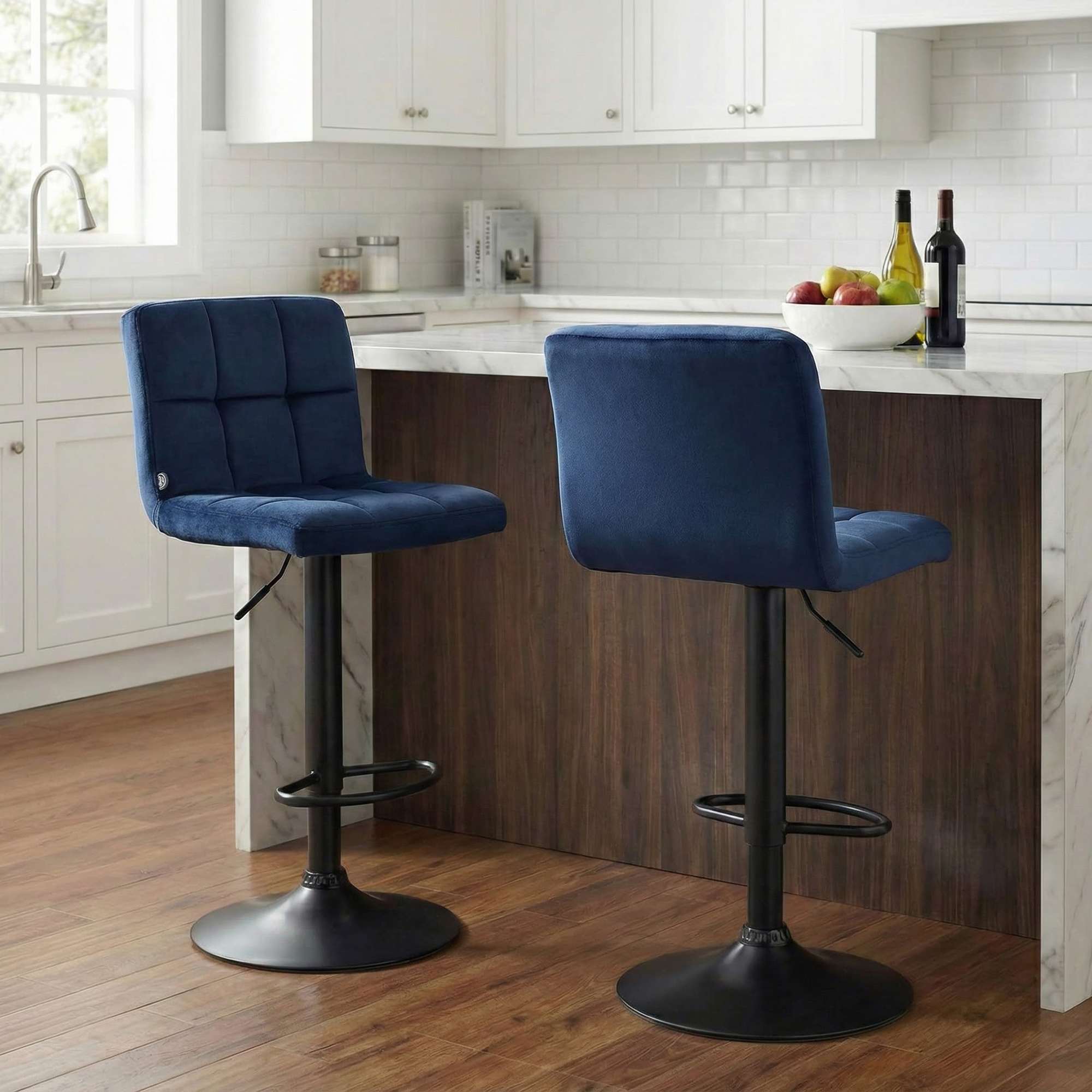 Barhocker Peru Samt schwarz, blau