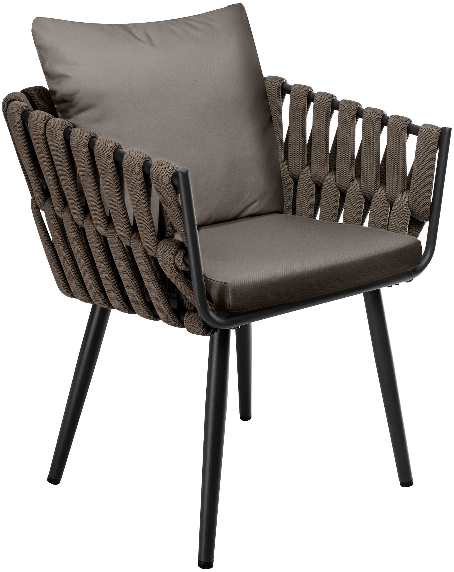 Gartenstuhl Lombardia Taupe mit Sitzkissen, grau