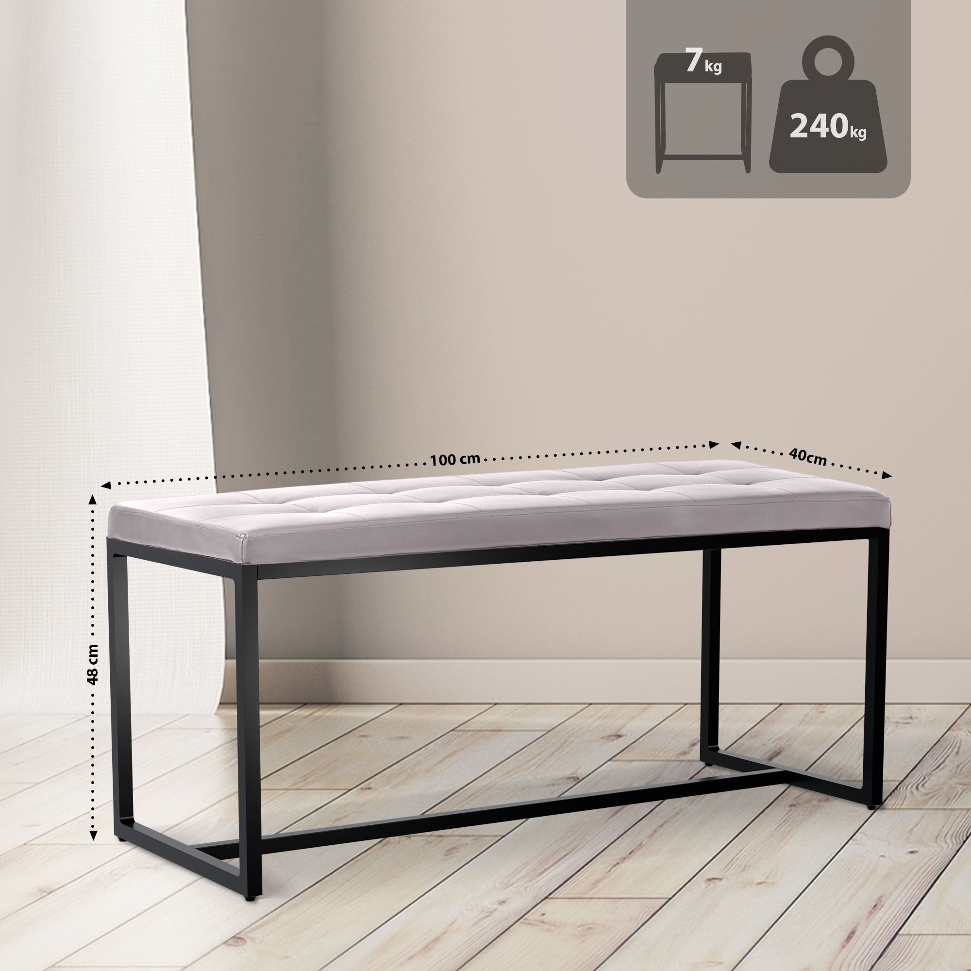 Sitzbank Barci B Kunstleder, weiß