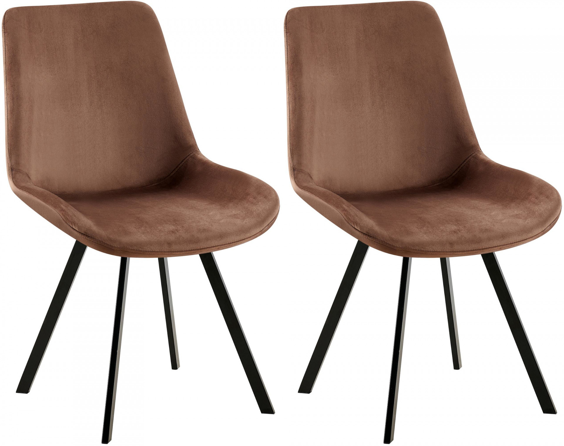 2er Set Esszimmerstuhl Lewes Samt, braun