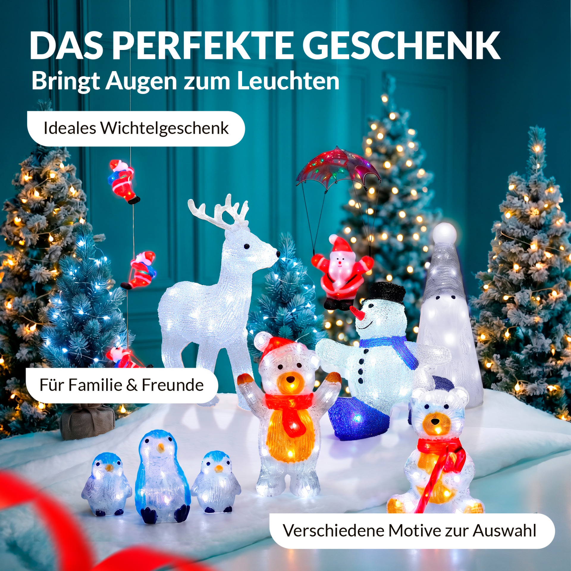LED Acryl Figur Weihnachten Teddy stehend
