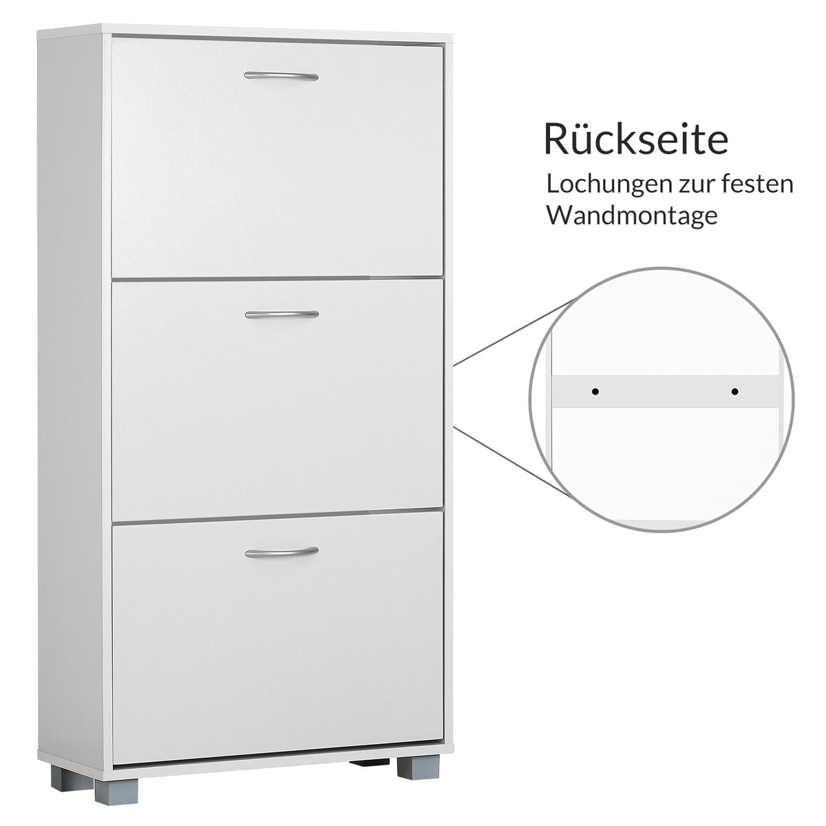 Schuhschrank mit 3 Klappen Weiß