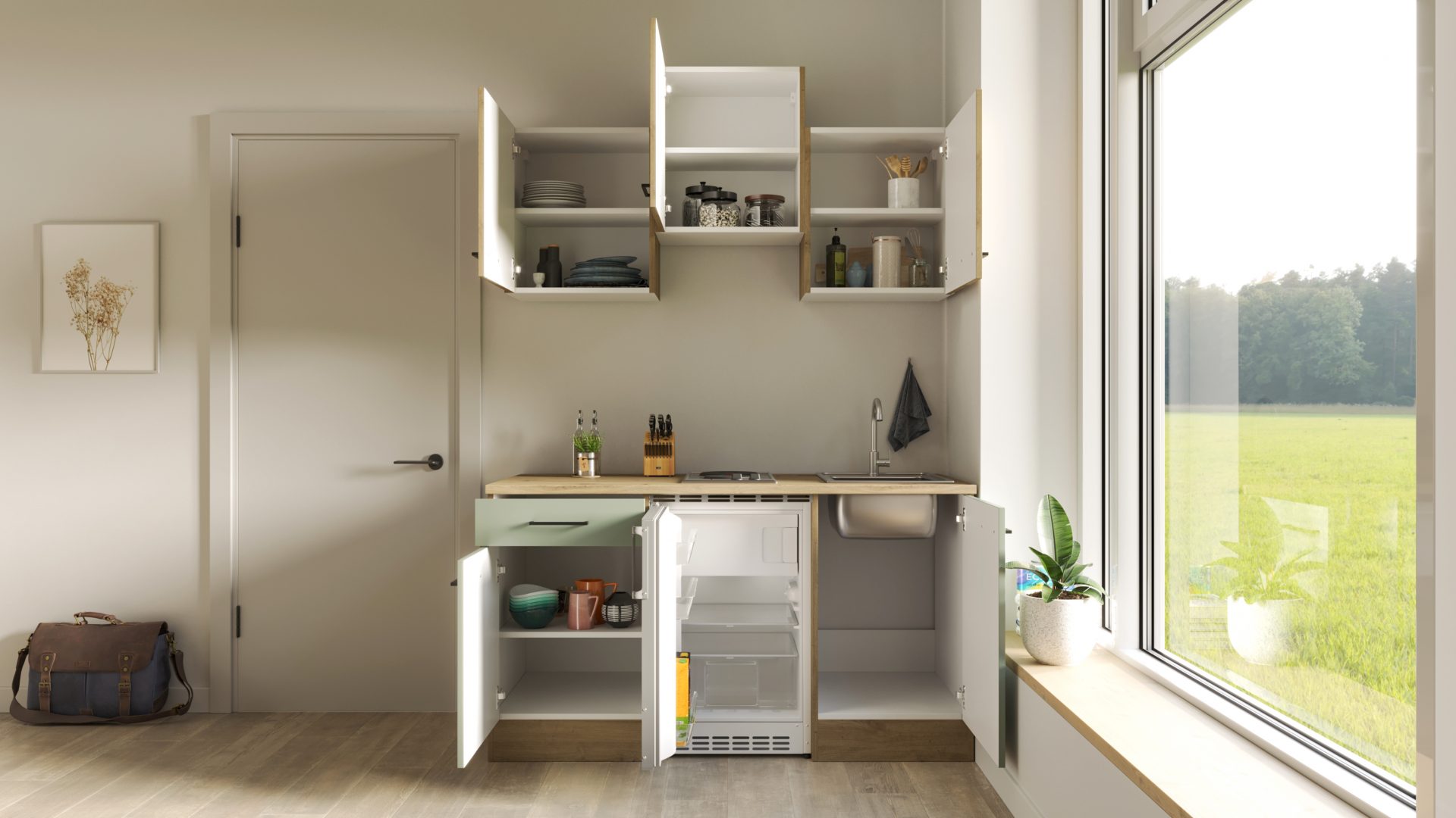 Singleküche CARA 150 cm mit E-Geräten