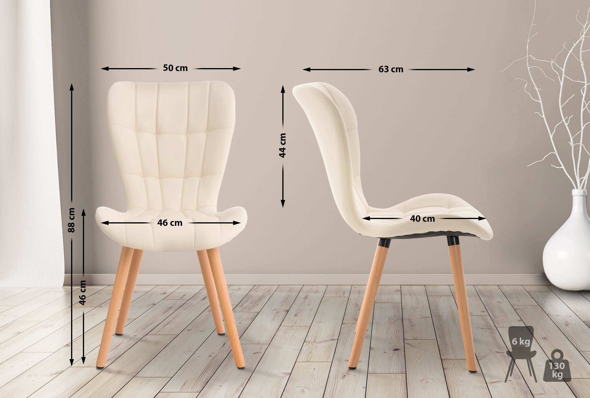 Stuhl Elda PU natura, creme