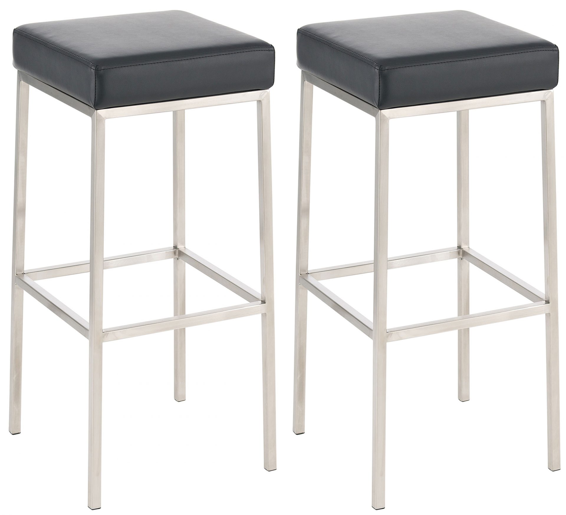 2er Set Barhocker Montreal 85 Kunstleder edelstahl, schwarz