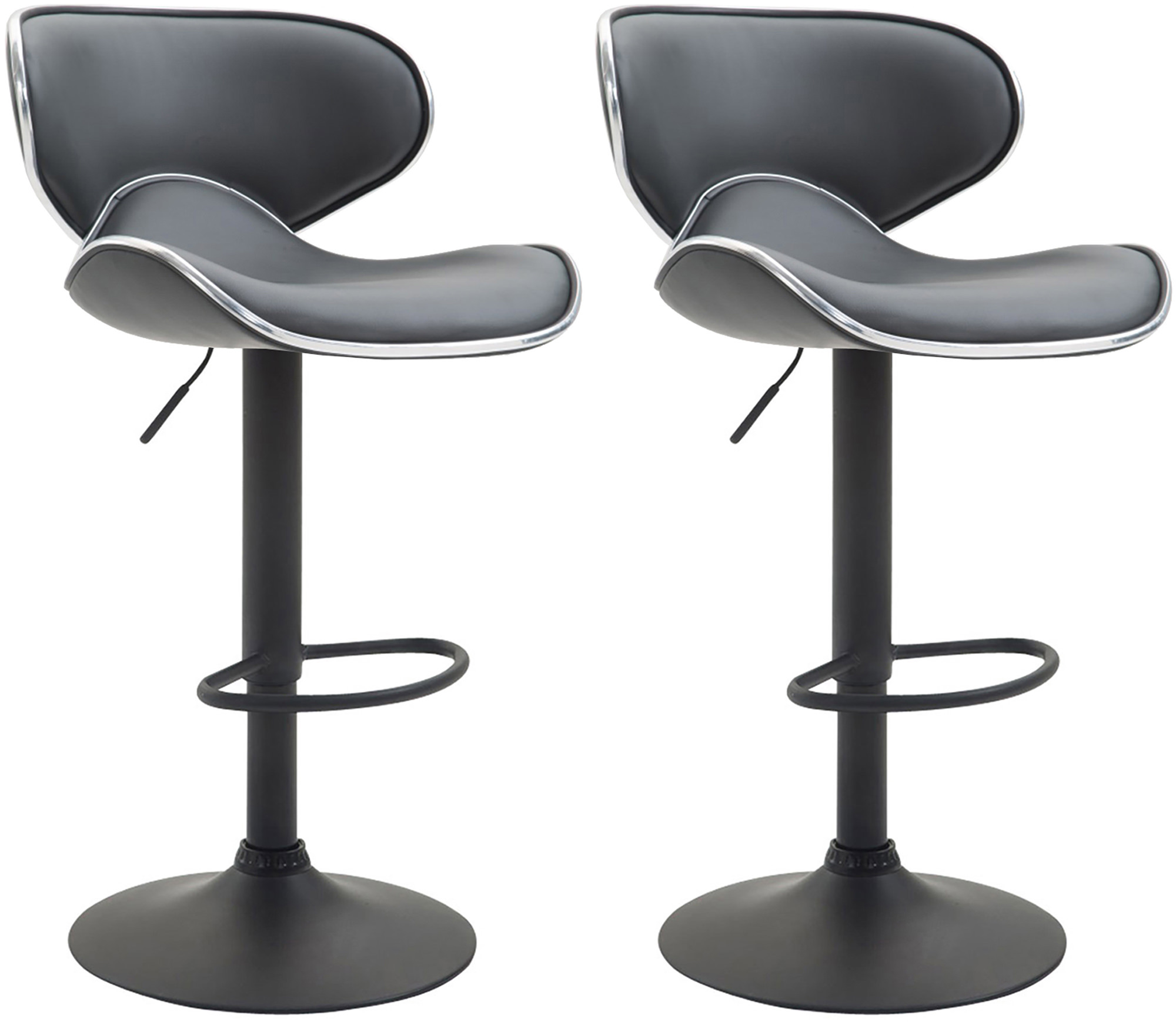 2er Set Barhocker Las Vegas V2 Kunstleder schwarz, grau