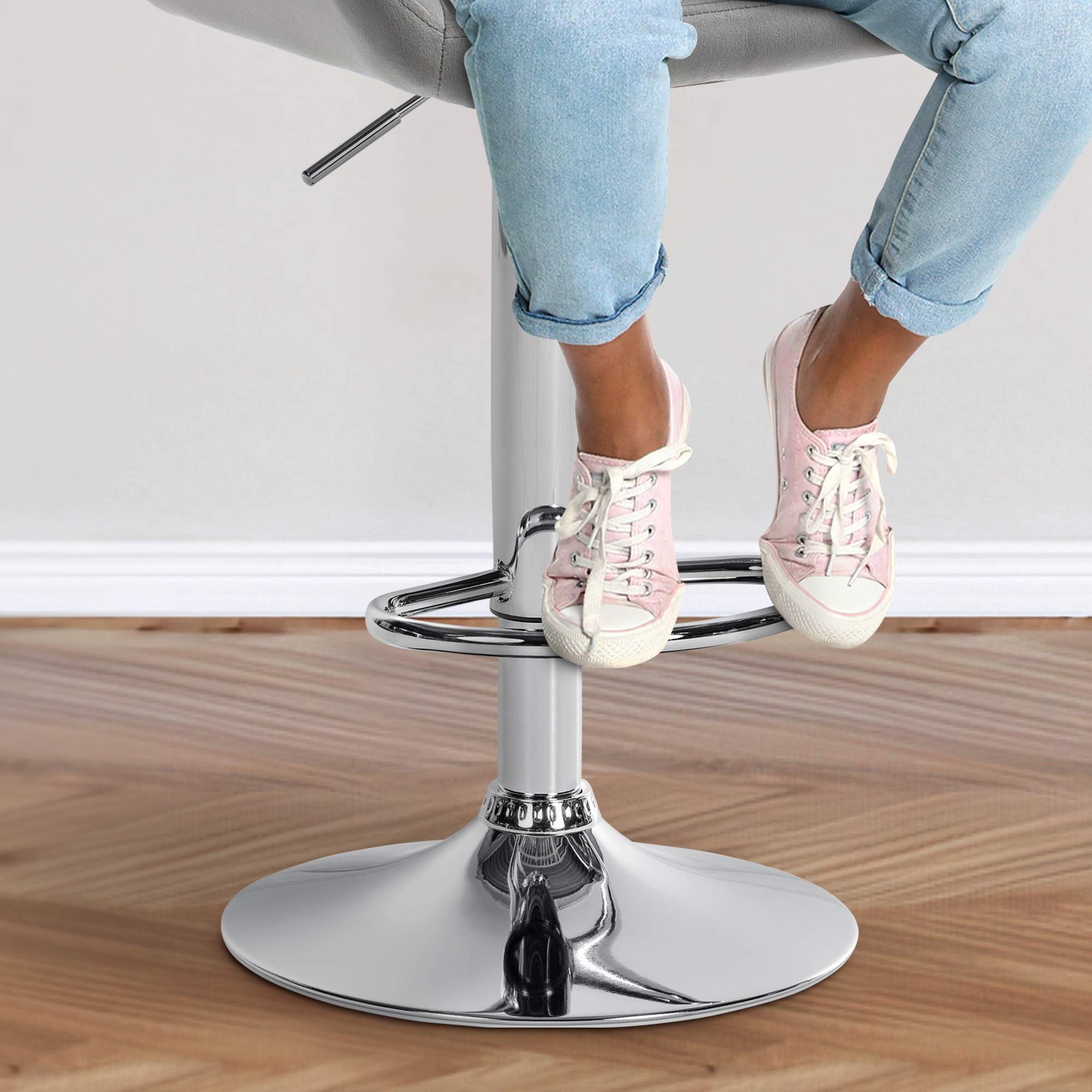 Barhocker Braga Samt chrom, grau