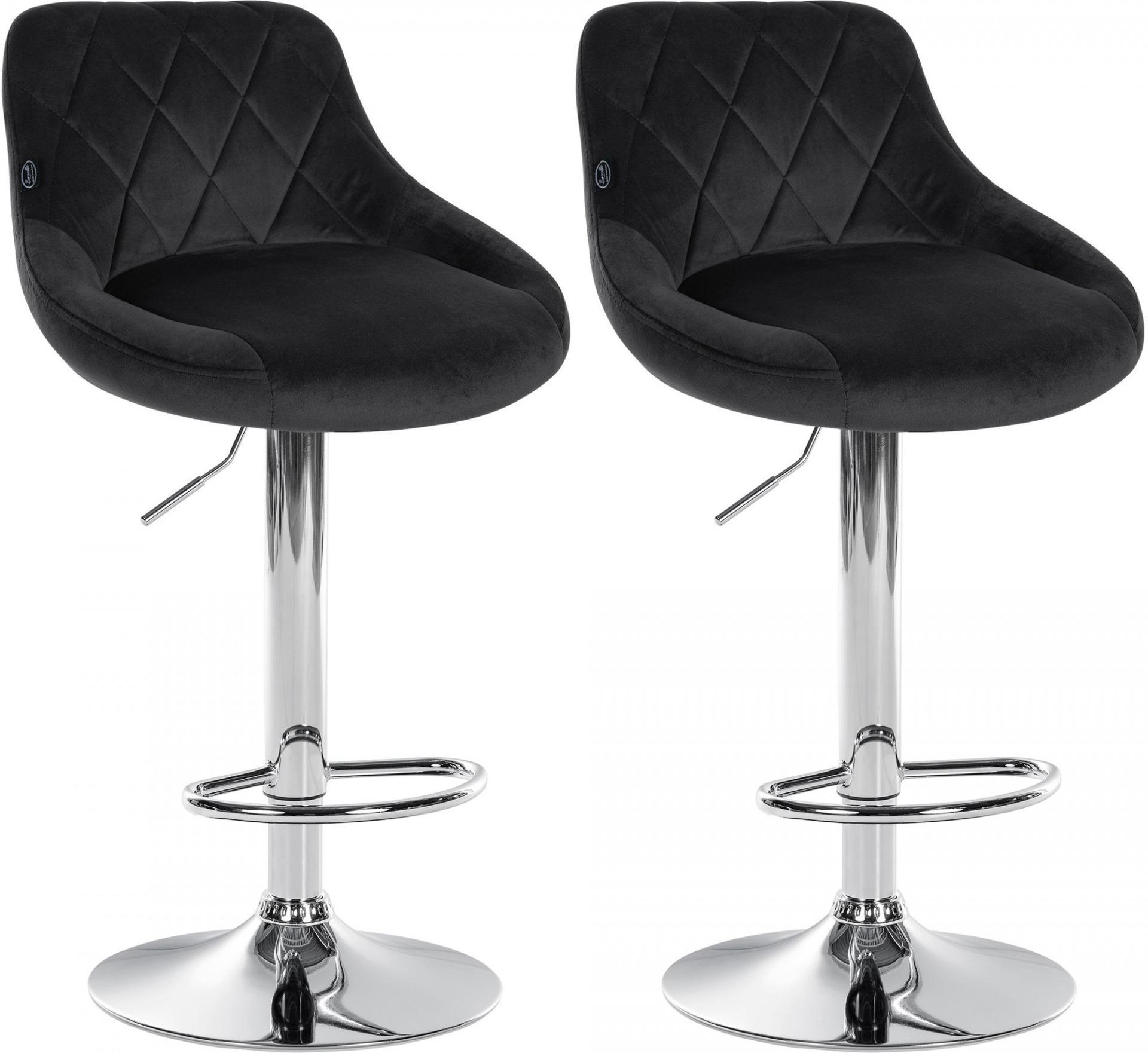 2er Set Barhocker Lazio Samt chrom, schwarz