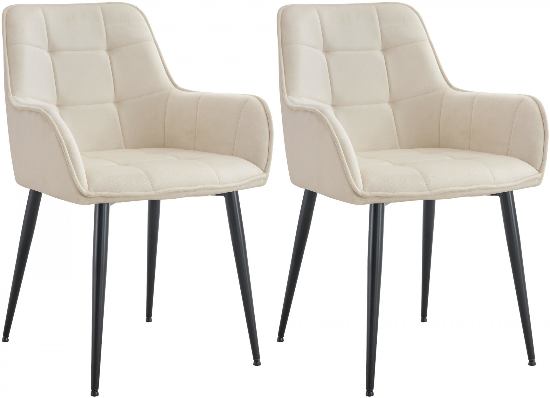 2er Set Esszimmerstuhl Ferndale Samt, creme