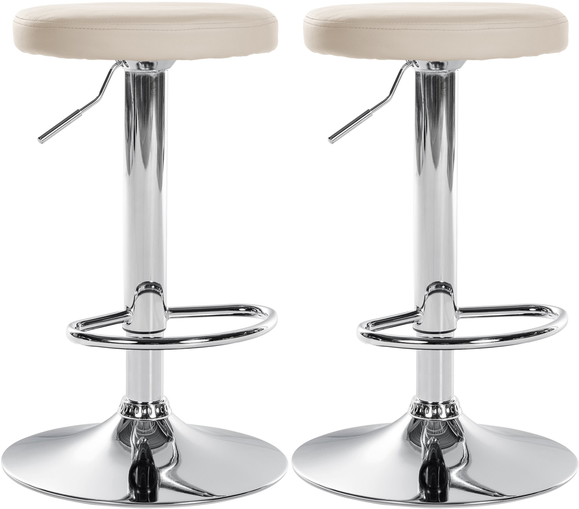 2er Set Barhocker Ponte Kunstleder chrom, creme