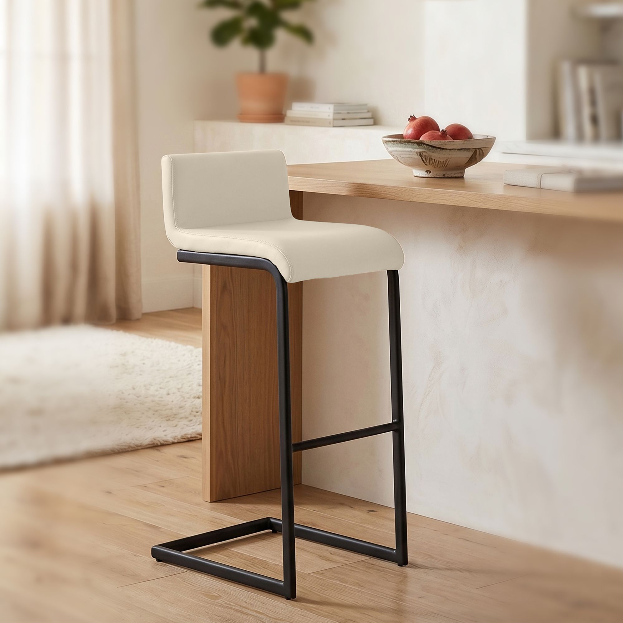 2er Set Barhocker Newport B Kunstleder, creme