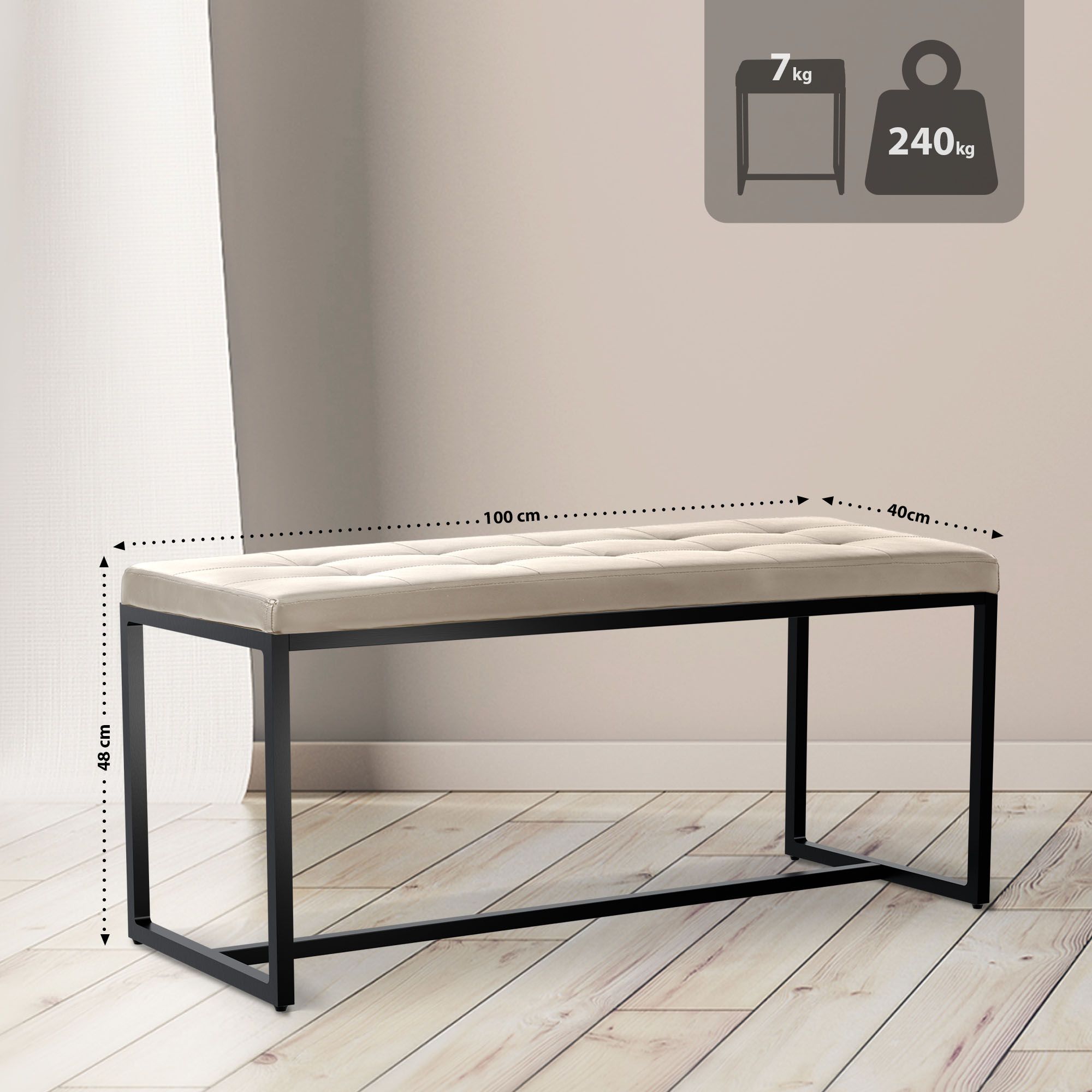 Sitzbank Barci B Kunstleder, creme