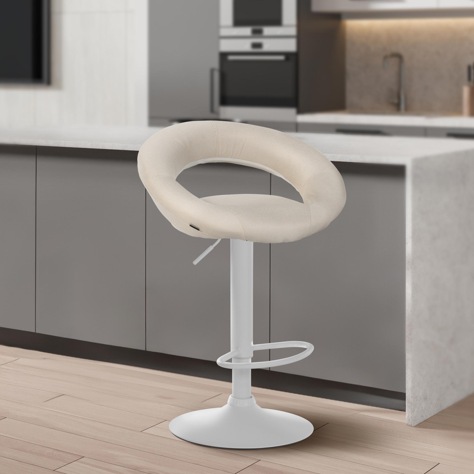 Barhocker Olinda Stoff weiß, creme