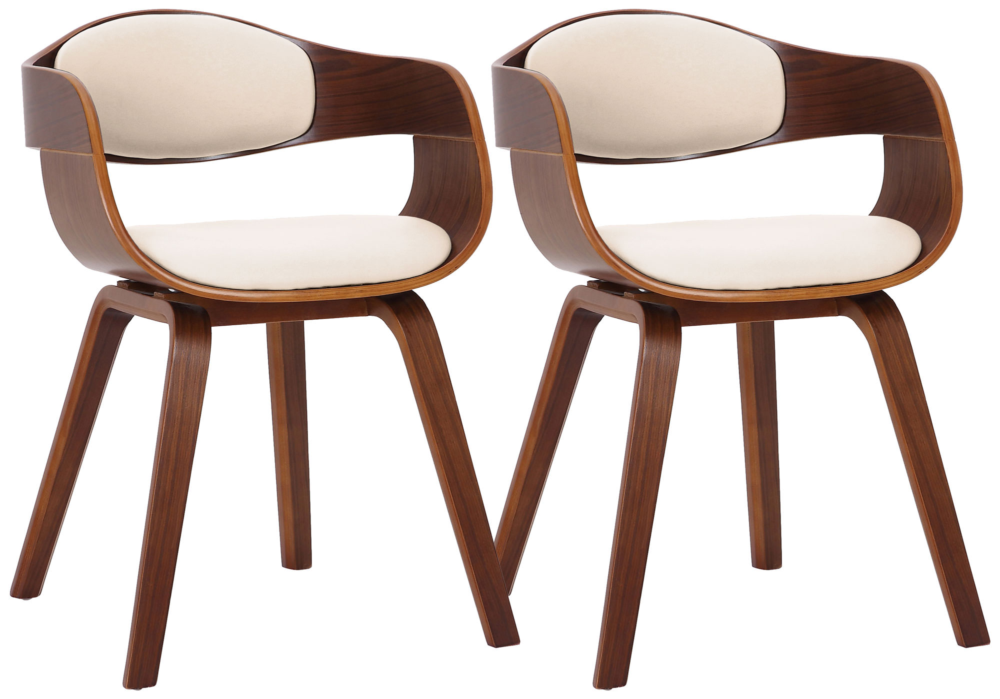 2er Set Stühle Kingston Kunstleder, walnuss/creme