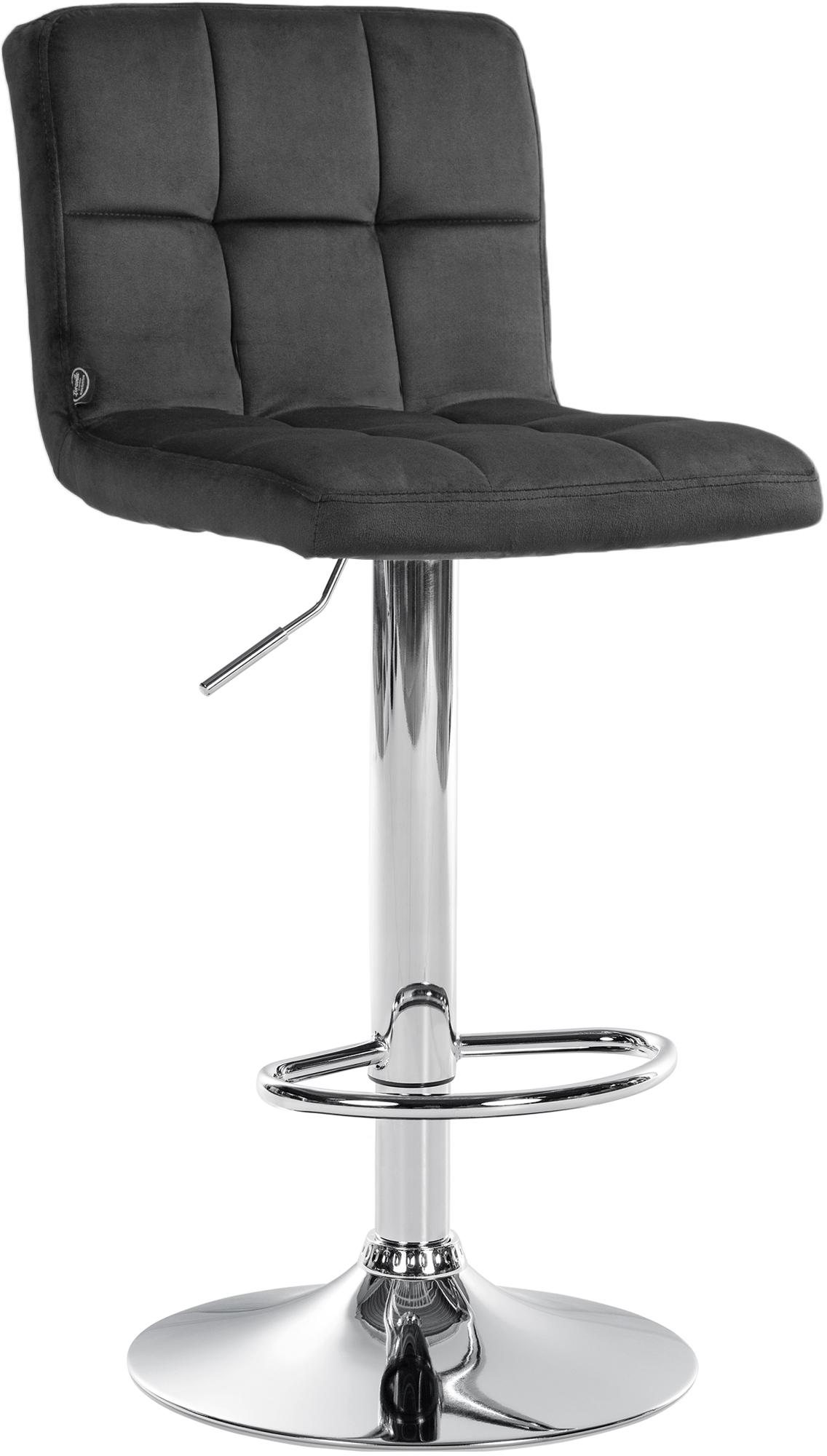 Barhocker Peru Samt chrom, dunkelgrau