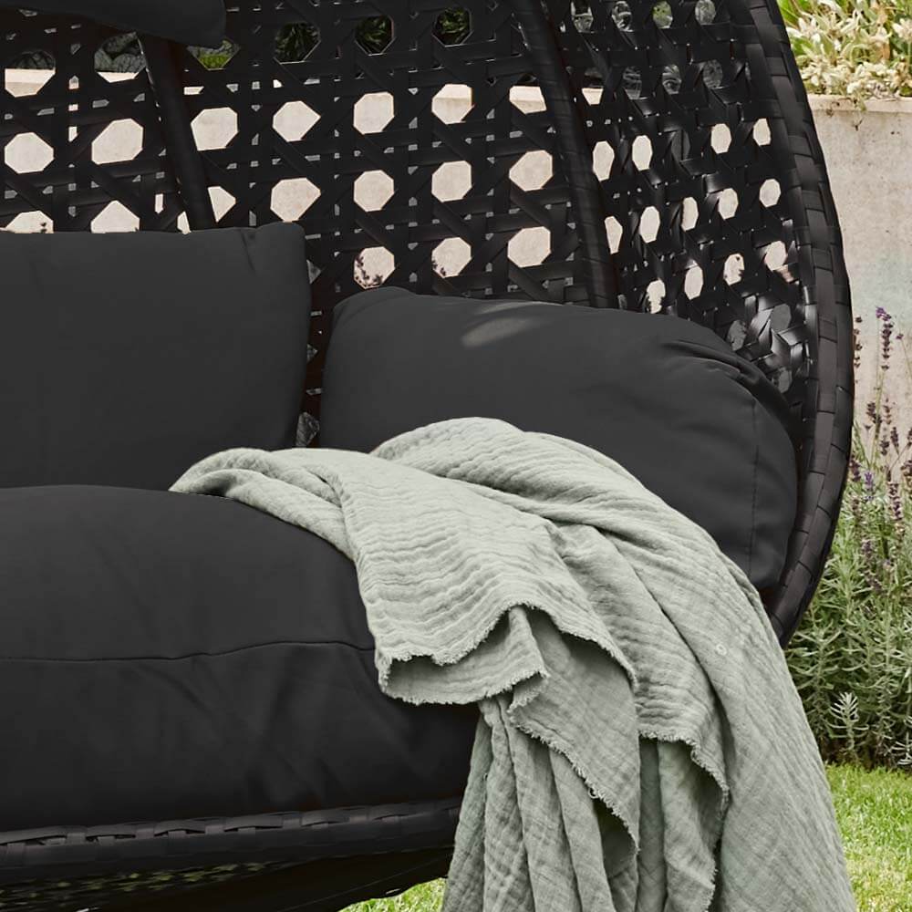 Polyrattan Hängesessel TWIN - Schwarz für 2 Personen