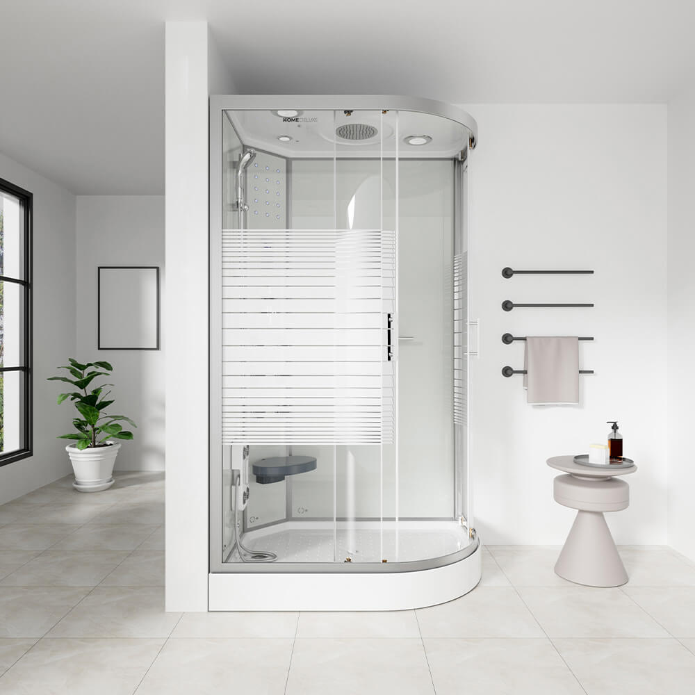 Duschkabine mit Wasserfall und Rückenmassage WHITE PEARL - 120 x 80 cm Rechts