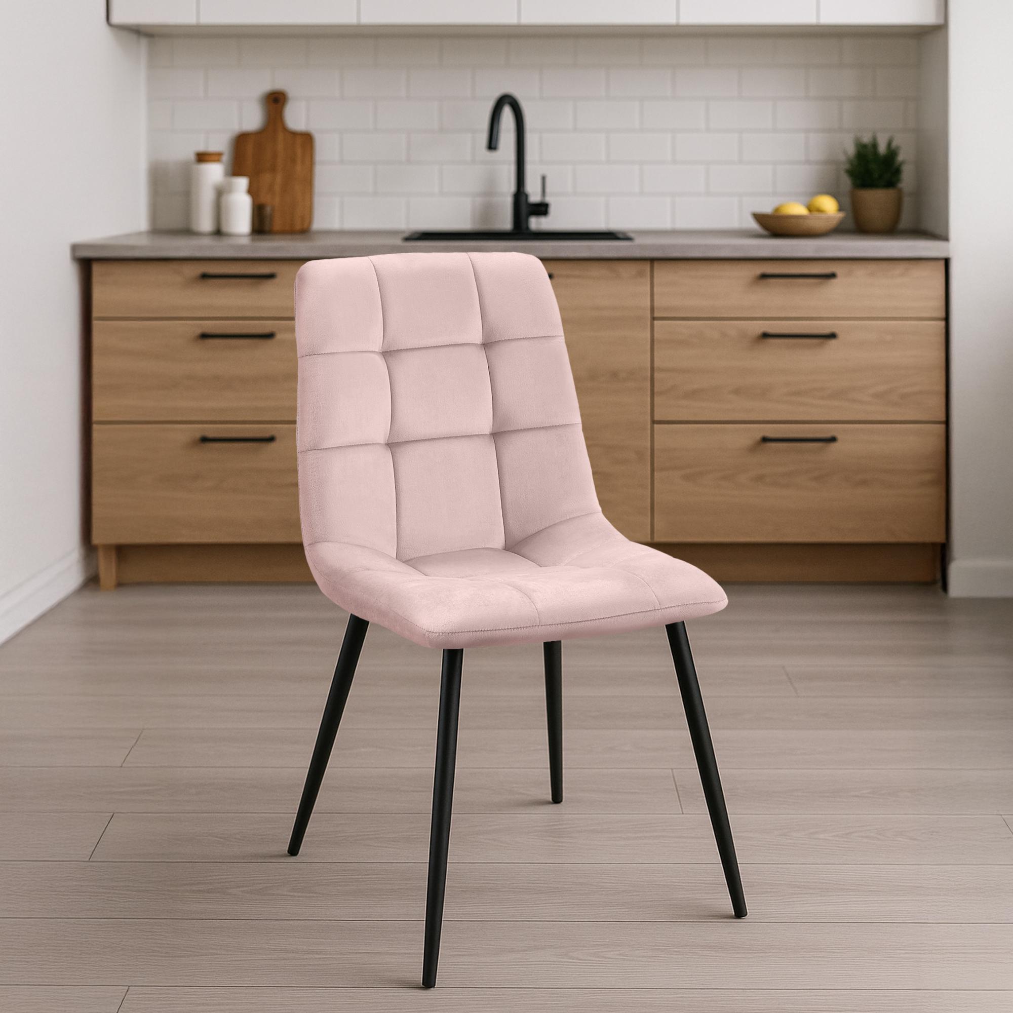 4er Set Esszimmerstuhl Tilde Samt, pink