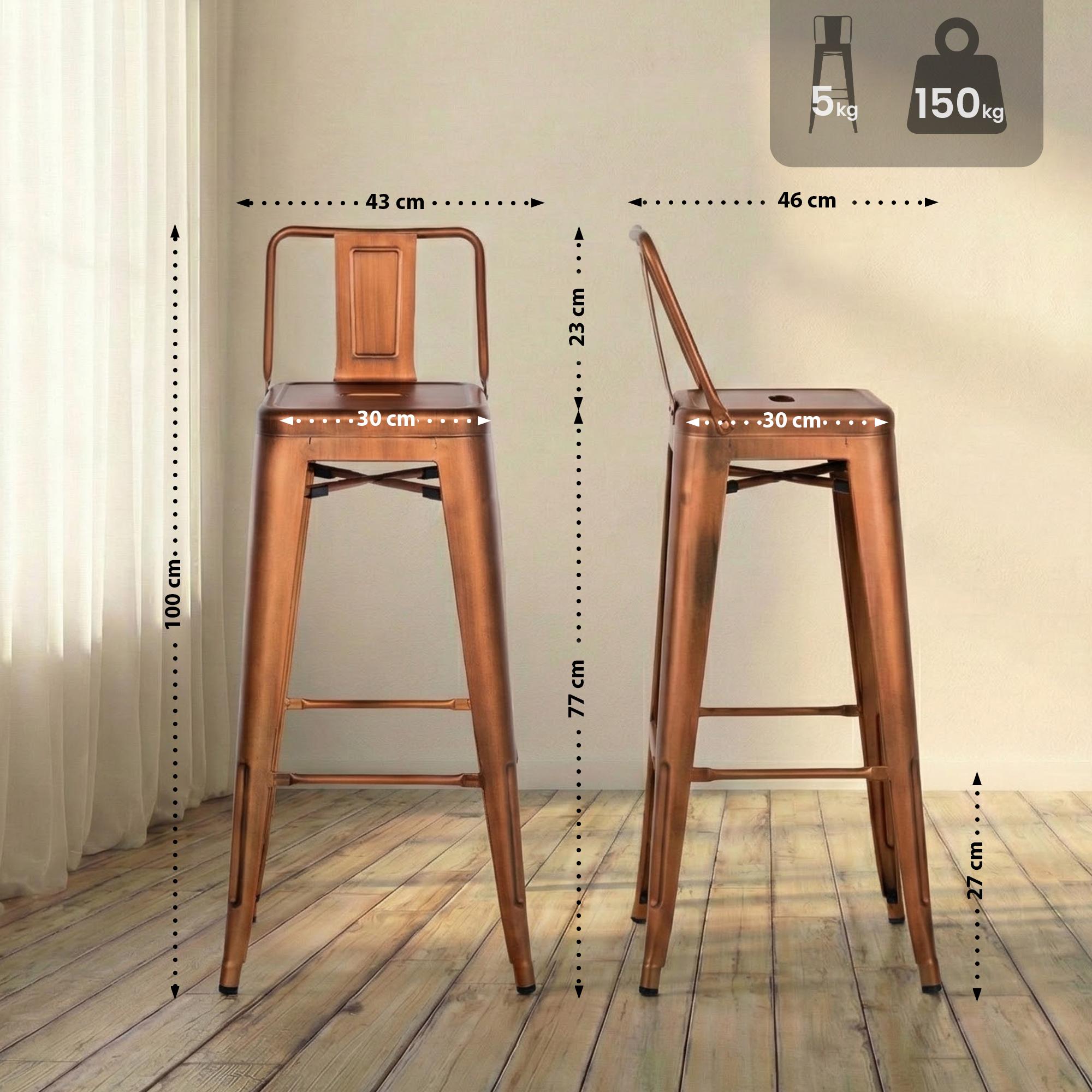 4er Set Barhocker Mason, kupfer