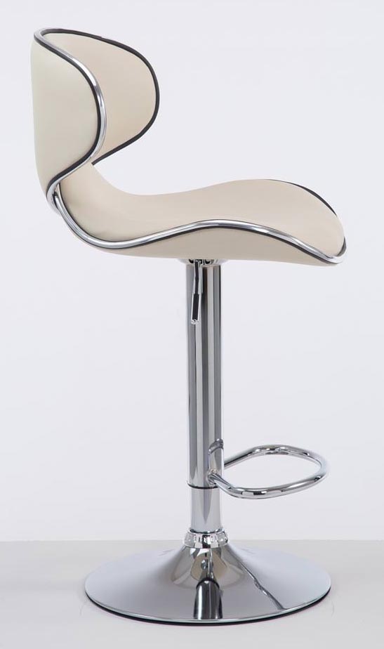 2er Set Barhocker Las Vegas V2 Kunstleder chrom, creme