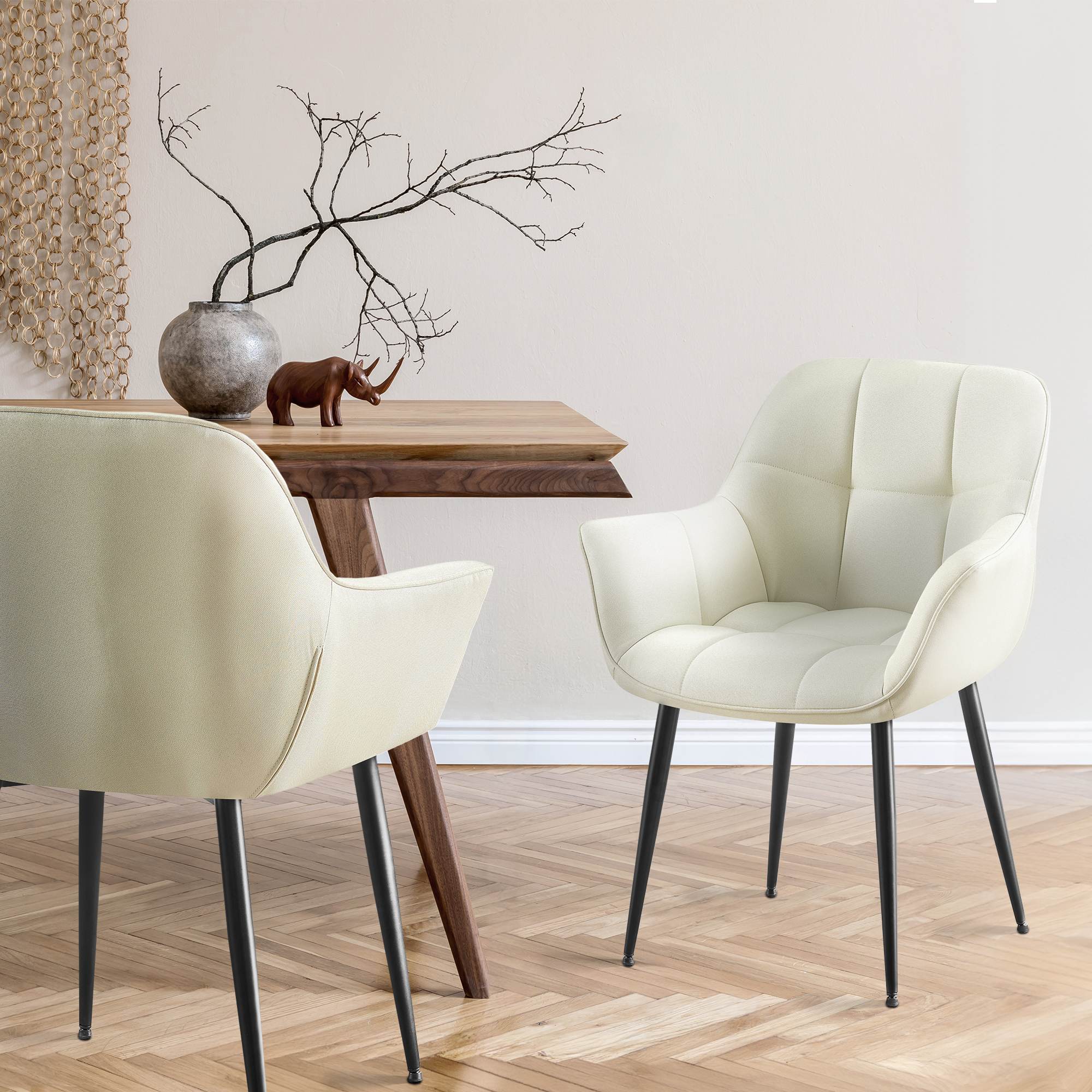 Esszimmerstuhl Roseville Stoff, creme