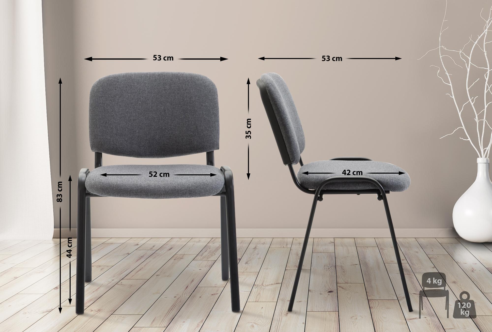 Besucherstuhl Ken V2 Stoff, grau