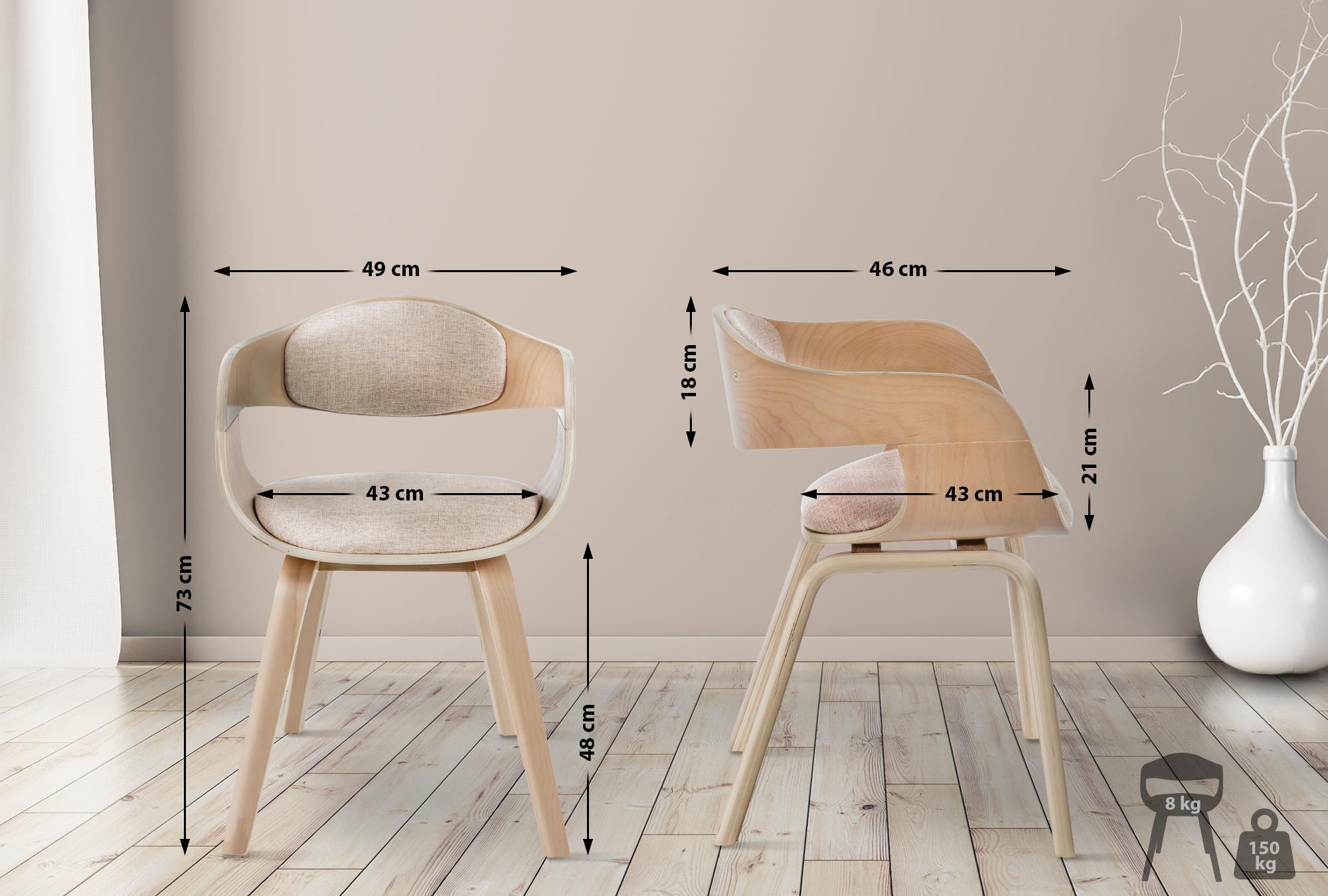 2er Set Stühle Kingston Stoff, natura/creme