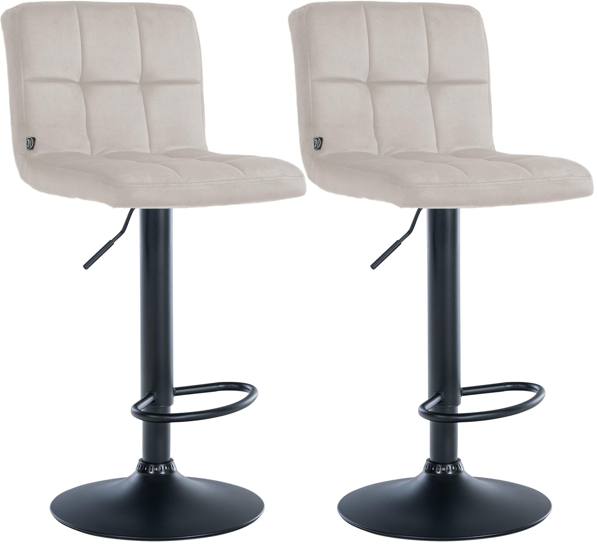 2er Set Barhocker Peru Samt schwarz, creme