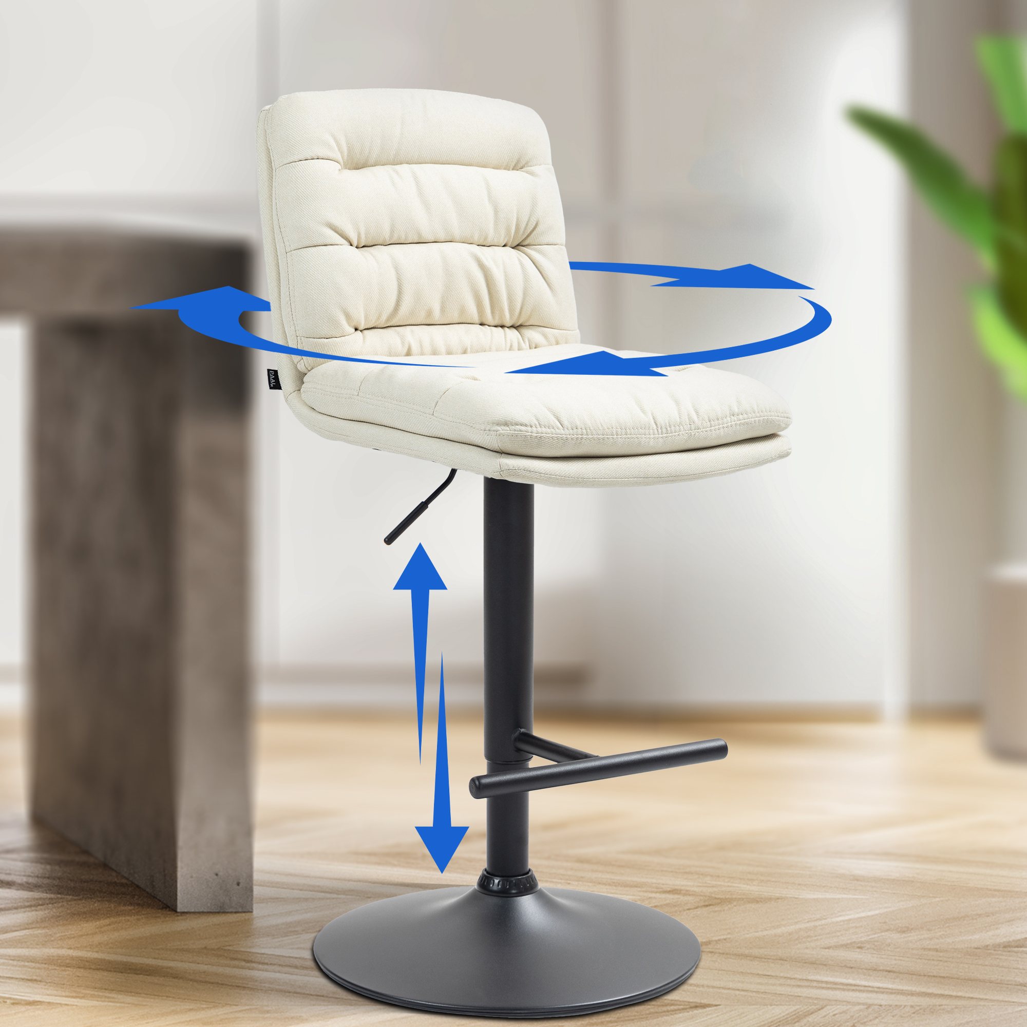 Barhocker Damar Stoff schwarz, creme