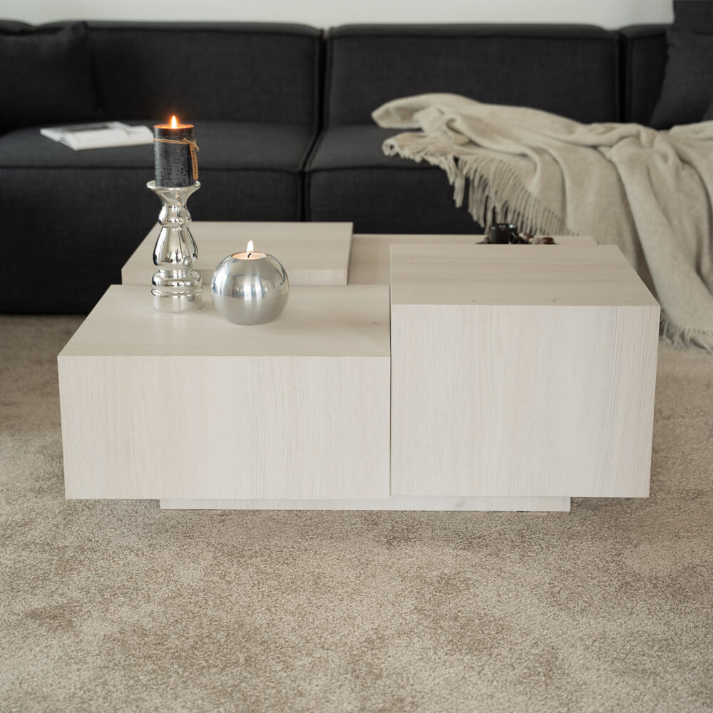 Couchtisch mit Schwebeeffekt NAYELI – 96 x 96 cm Beige