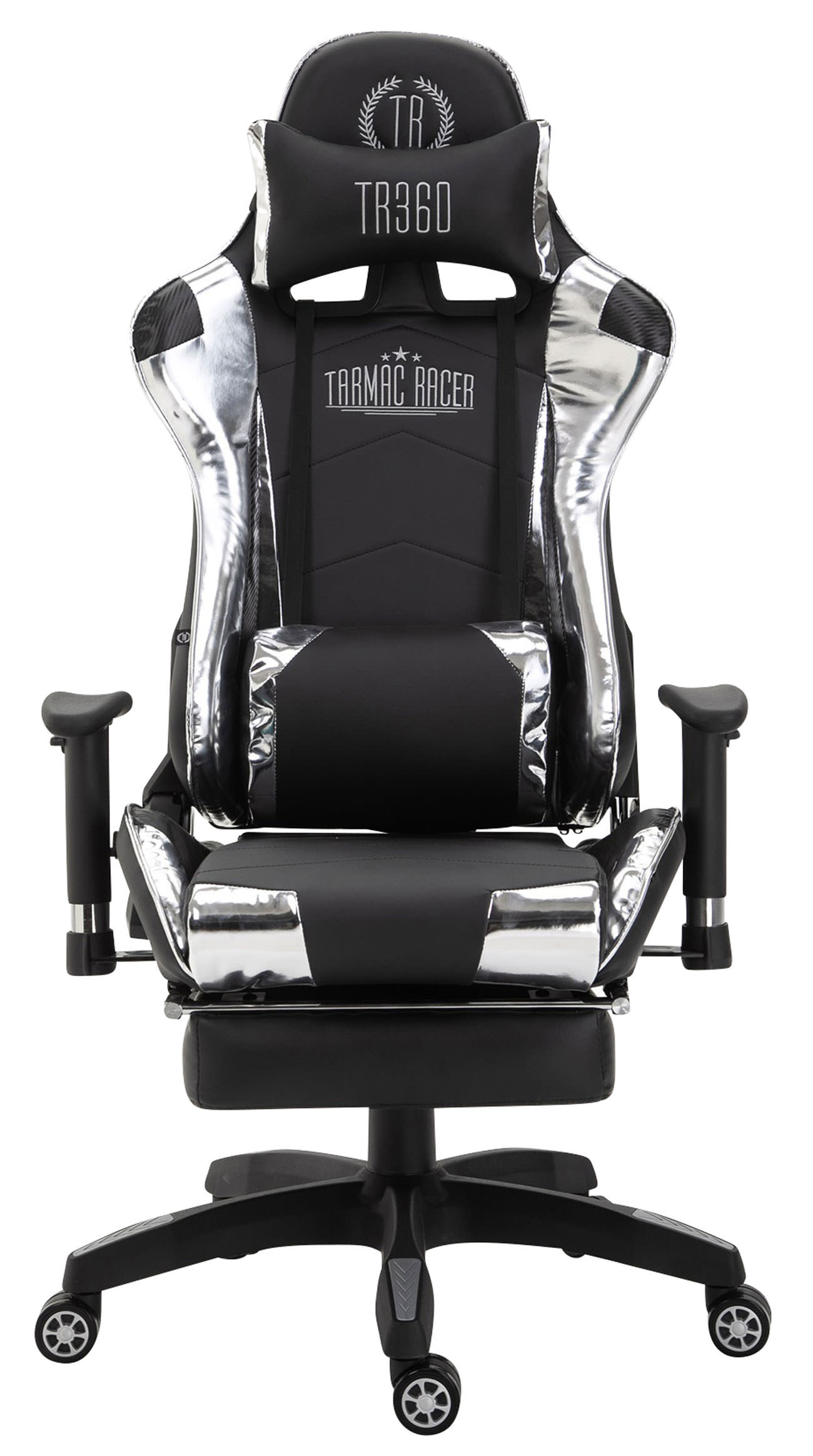 Racing Bürostuhl Turbo mit Fußablage glanz, schwarz/weiß