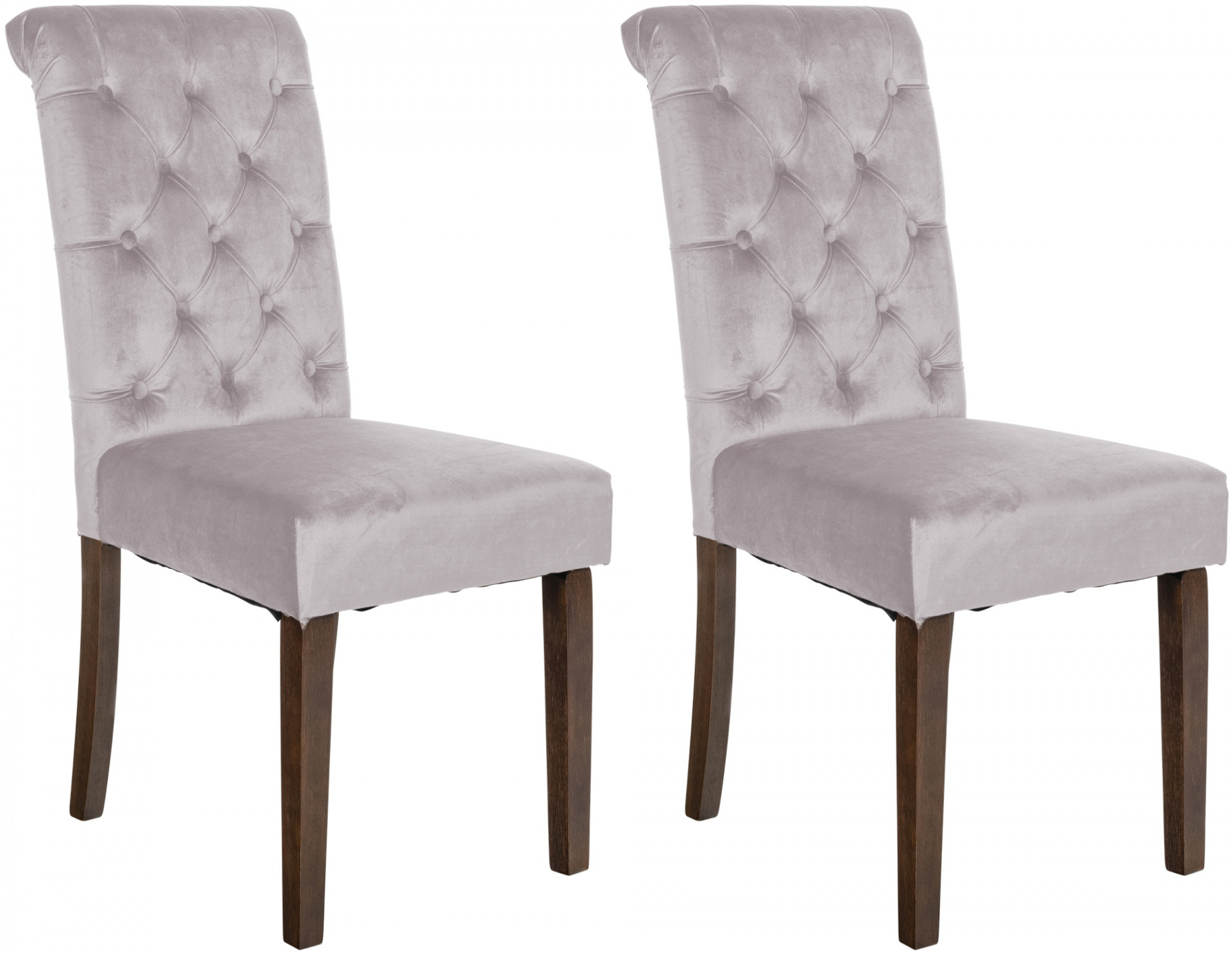 2er Set Esszimmerstühle Lisburn Samt, grau