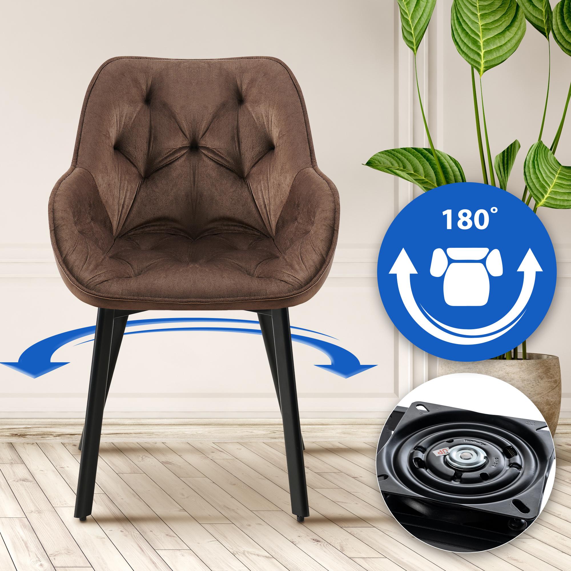 2er Set Esszimmerstuhl Antigo Samt, braun