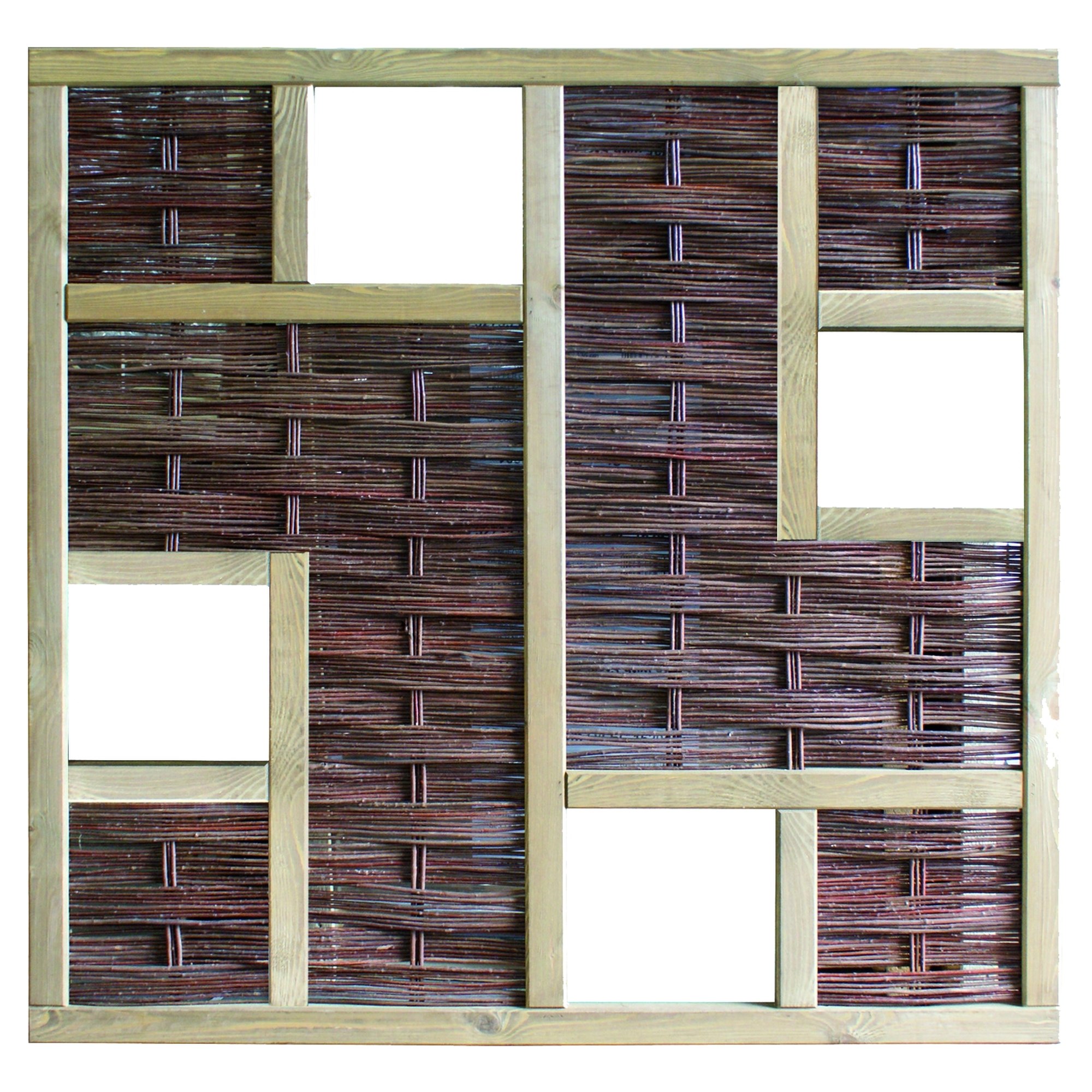 LABO-3D Weidengeflechtzaun, 180 x 180 cm, 4 Fenster, Rahmen 70 x 35 mm