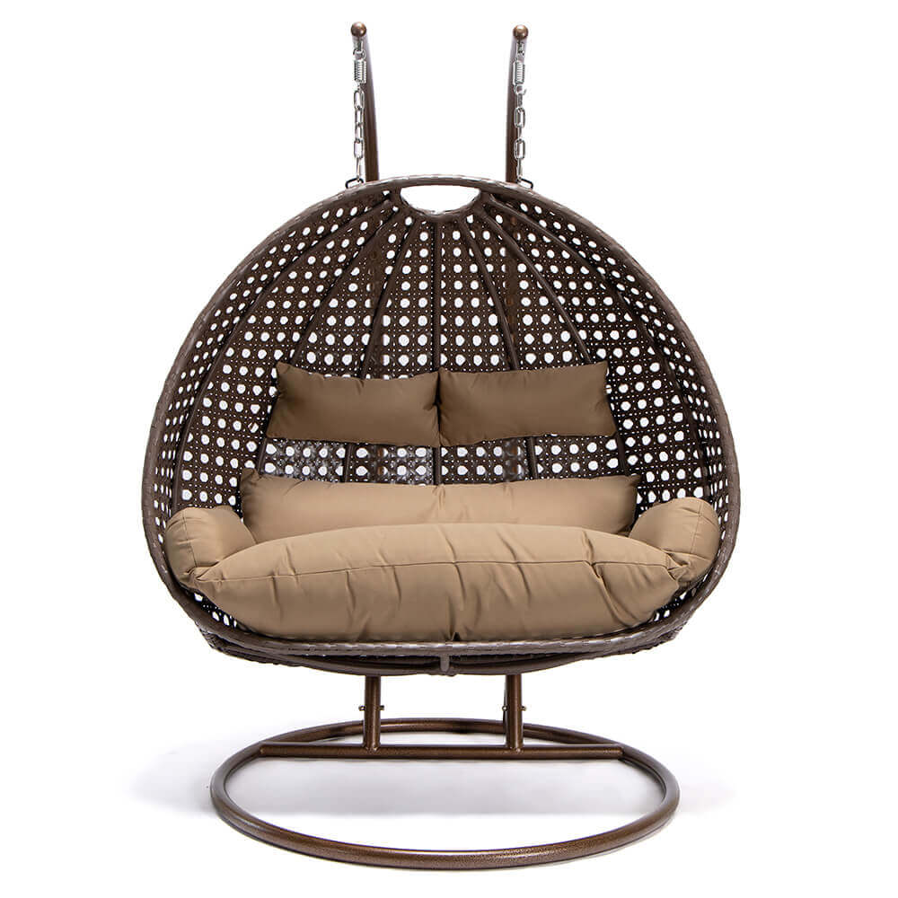 Polyrattan Hängesessel mit Regenabdeckung TWIN - Braun für 2 Personen