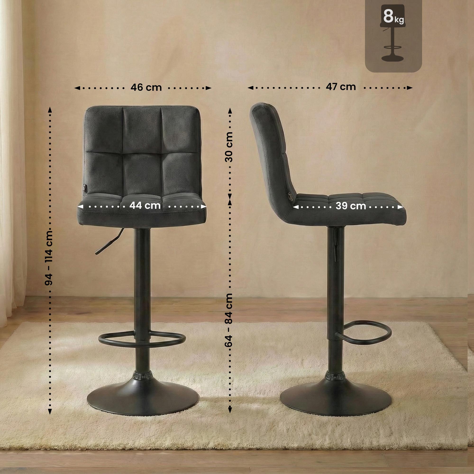 2er Set Barhocker Peru Samt schwarz, dunkelgrau