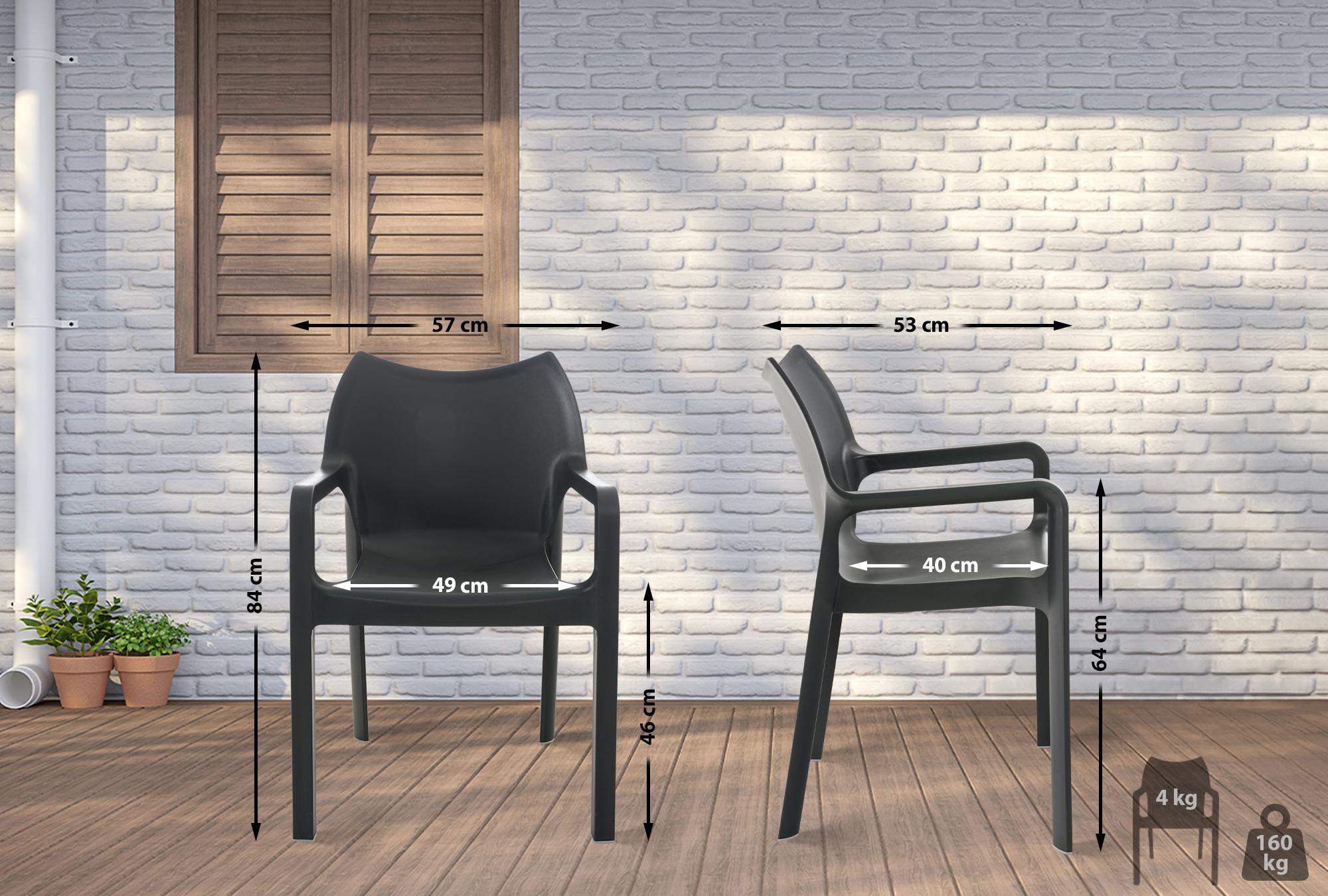 4er Set Stuhl Diva, dunkelgrau