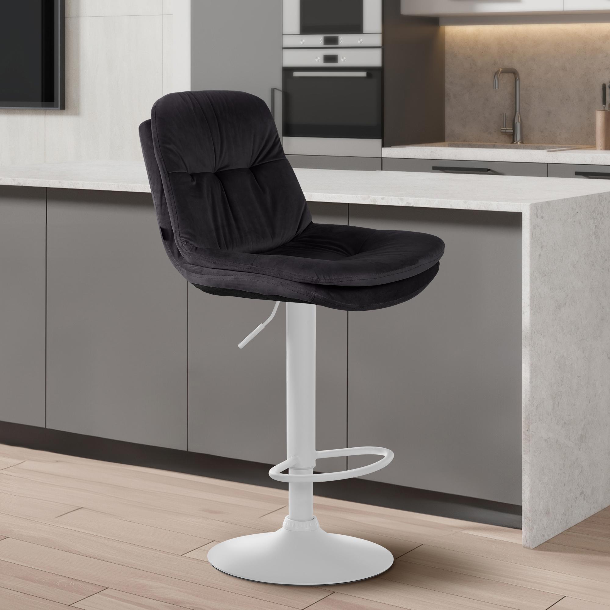 Barhocker Laurel Samt weiß, schwarz