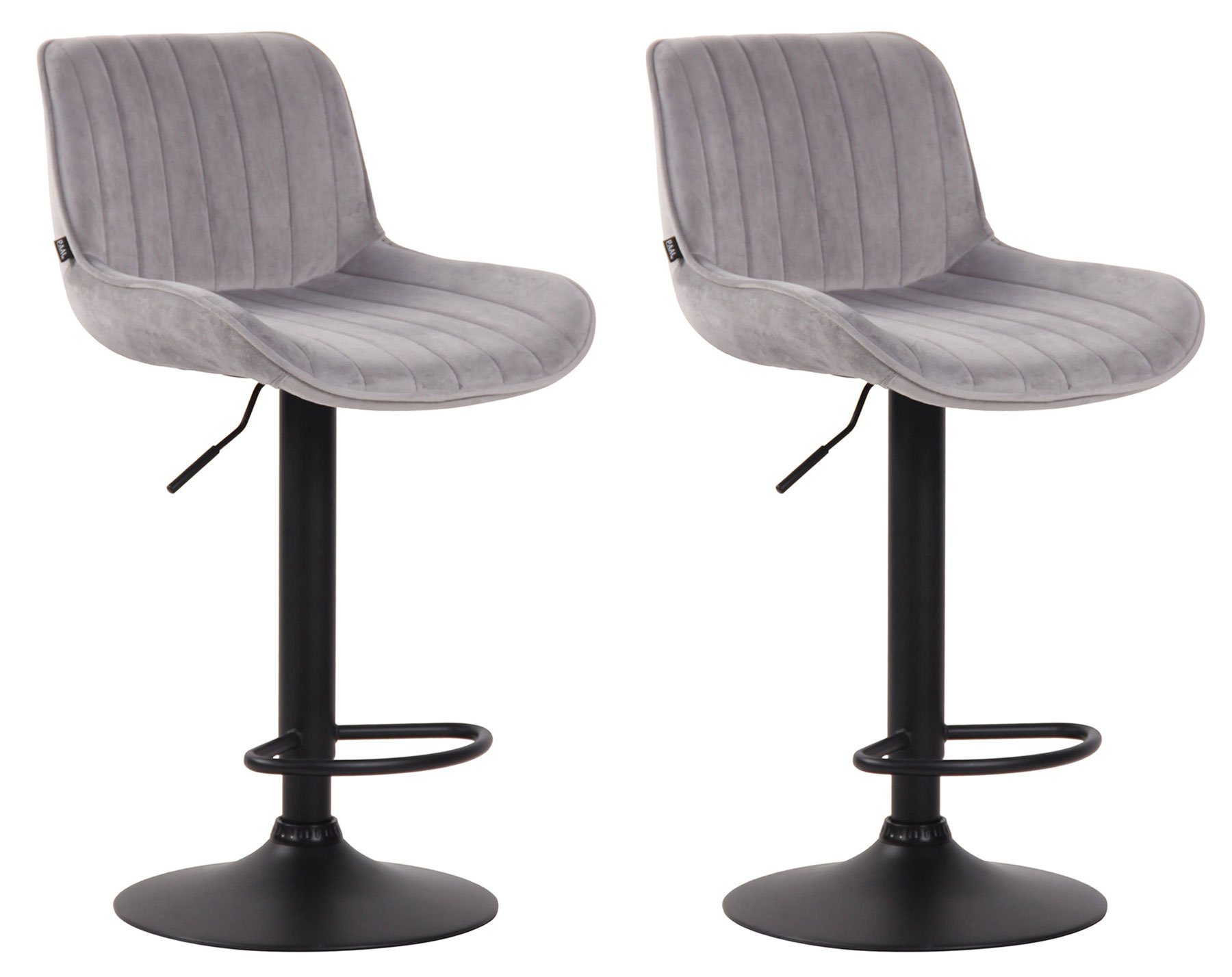 2er Set Barhocker Lentini Samt schwarz, grau