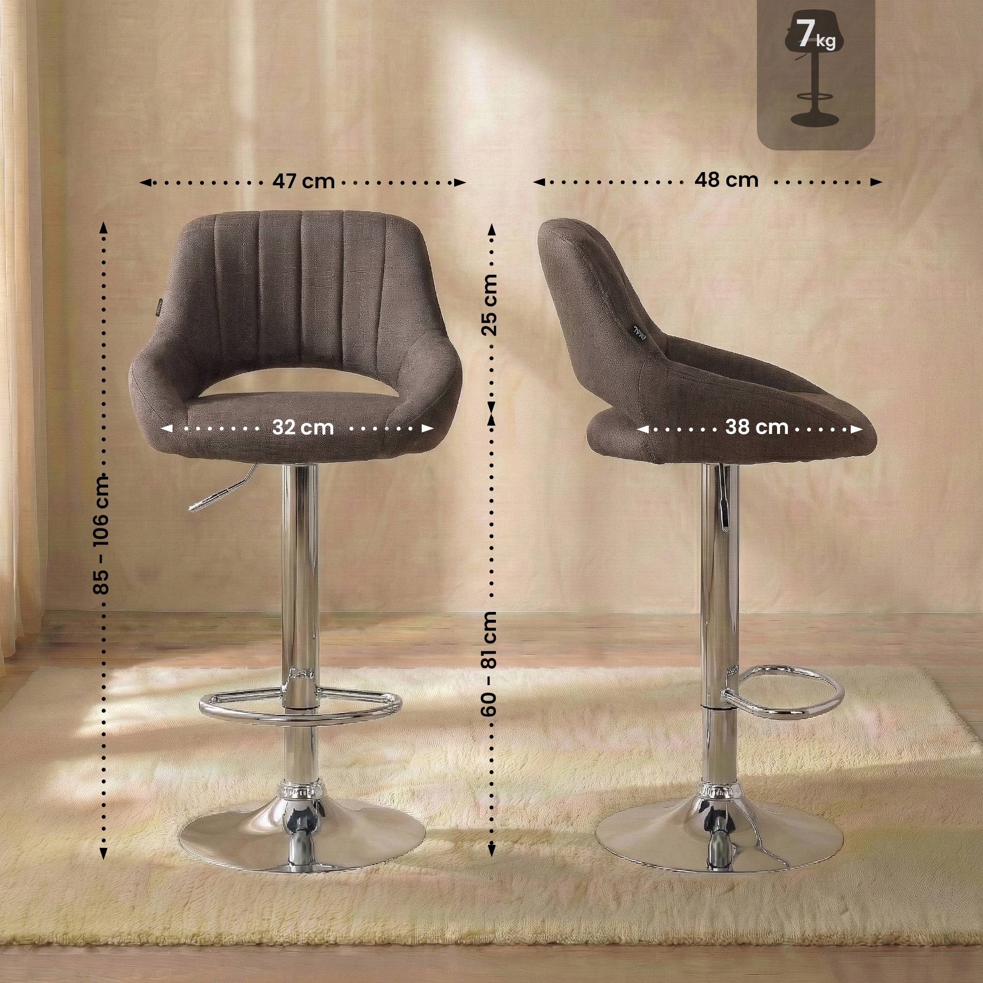 Barhocker Milet Stoff chrom, braun