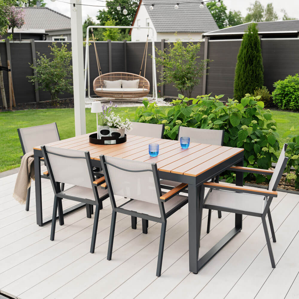Gartentisch in Holzoptik SIERA – 160 x 90 cm