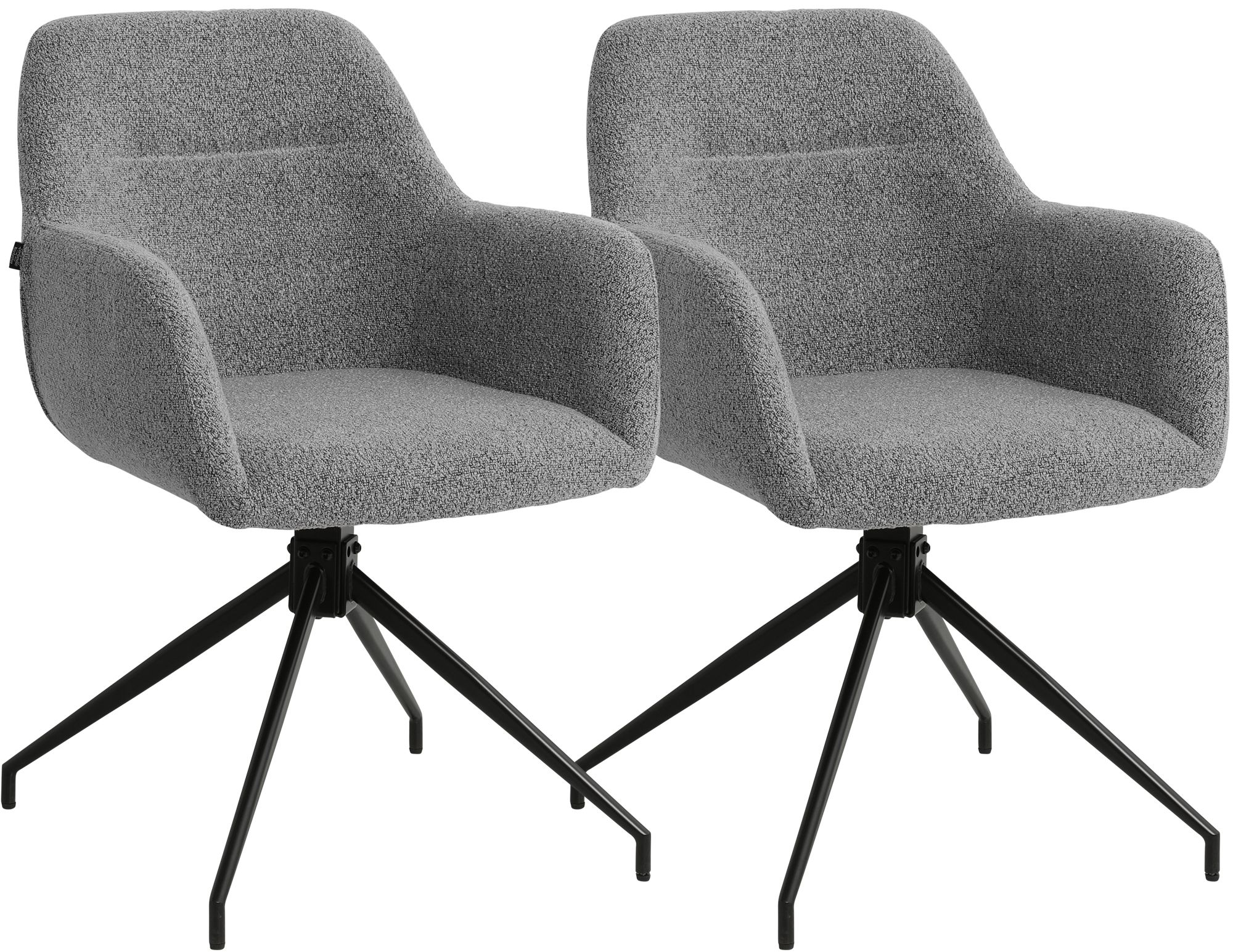 2er Set Esszimmerstuhl Merlinda Stoff Teddy, grau