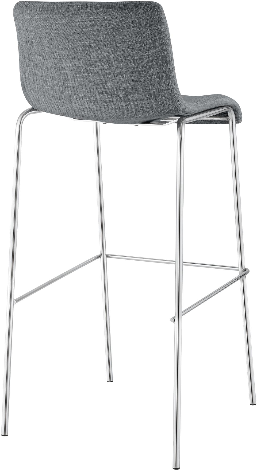 Barhocker Hoover Stoff 4-Fuß Gestell Chrom, hellgrau