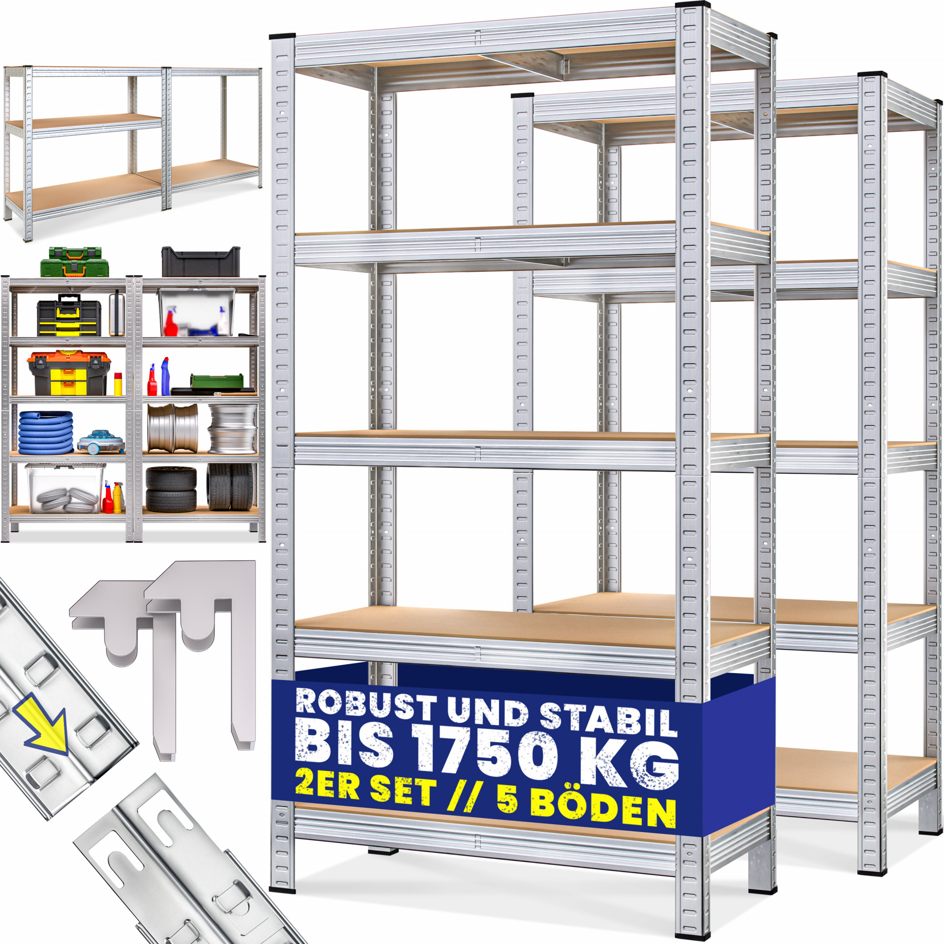 Schwerlastregal 2er-Set 180x90x40cm verzinkt je 875kg
