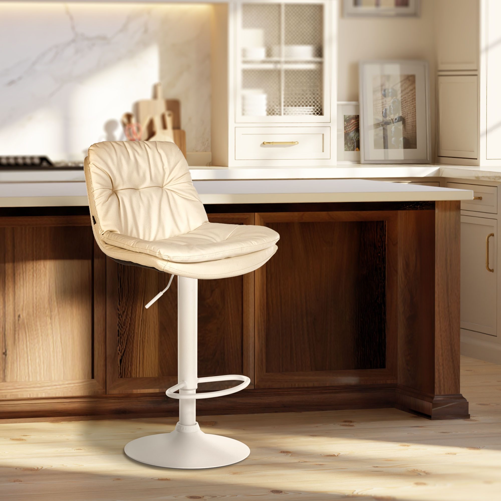 Barhocker Laurel Kunstleder weiß, creme