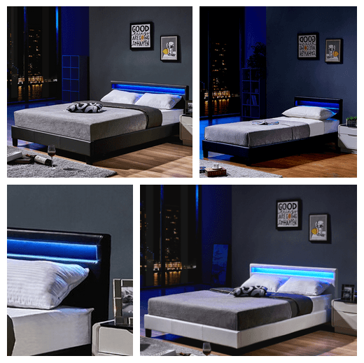 LED Bett ASTRO mit Matratze - 90 x 200 cm Schwarz