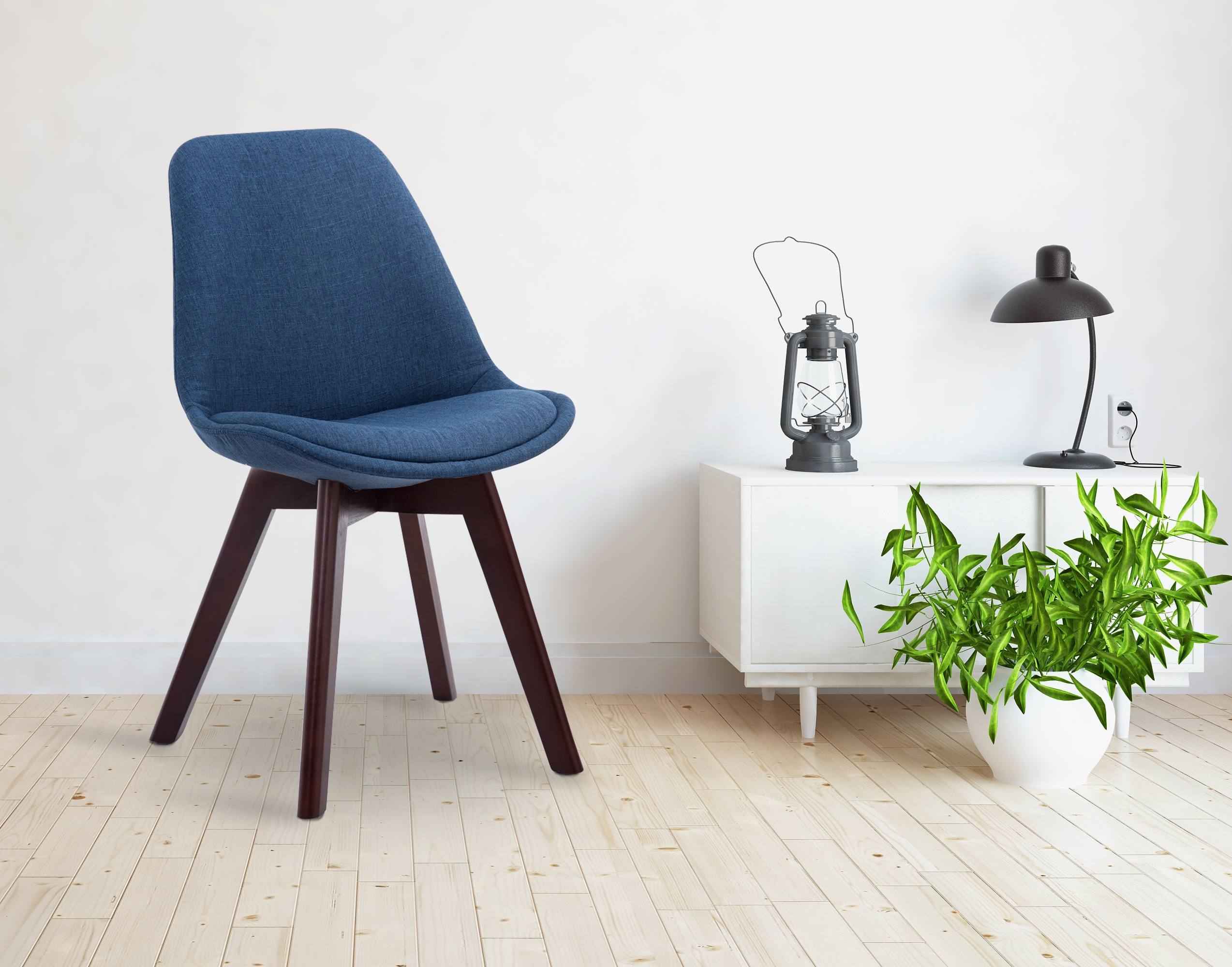 Besucherstuhl Borneo V2 Walnuss Stoff, blau