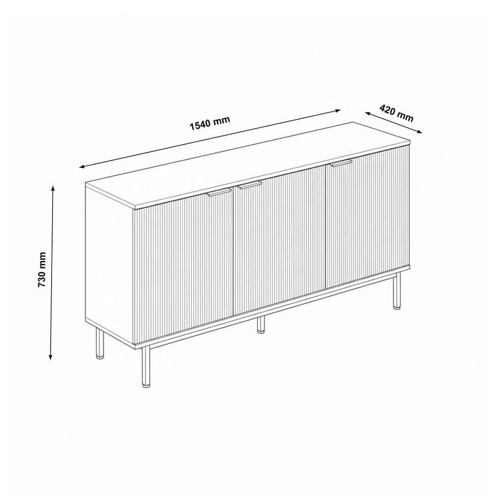 Sideboard NYLA Schwarz - 154 x 73 cm