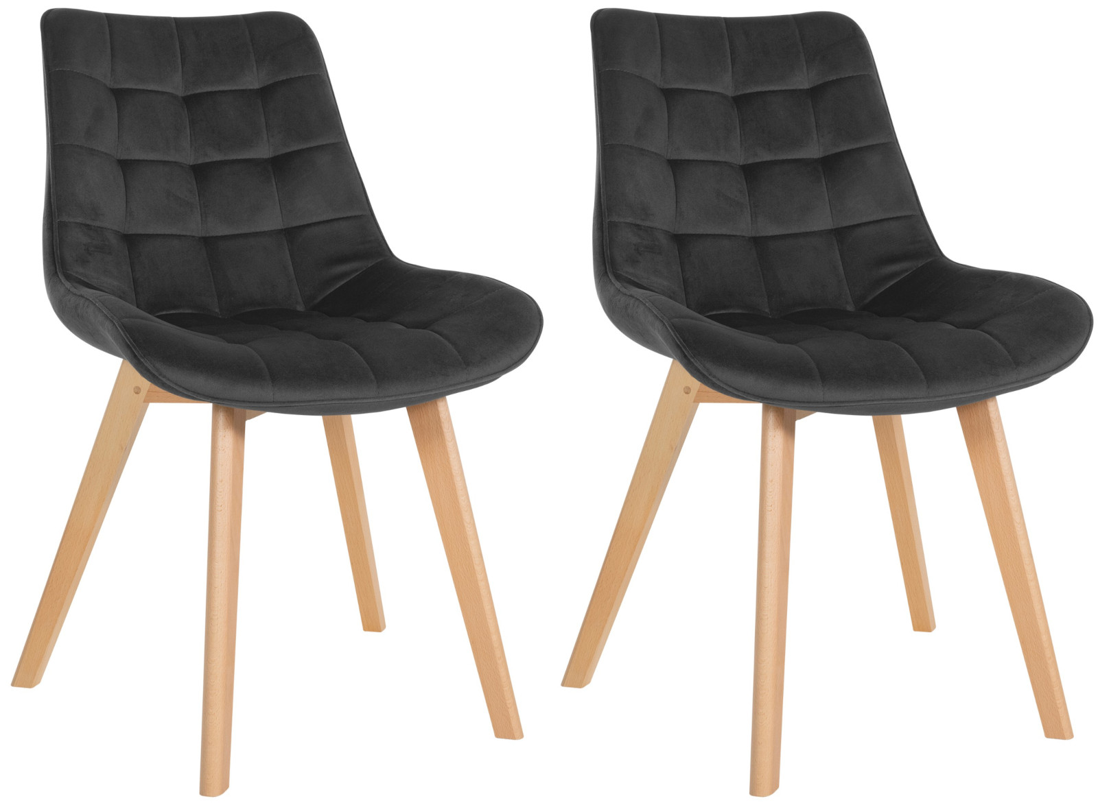 2er Set Stühle Brook Samt, schwarz