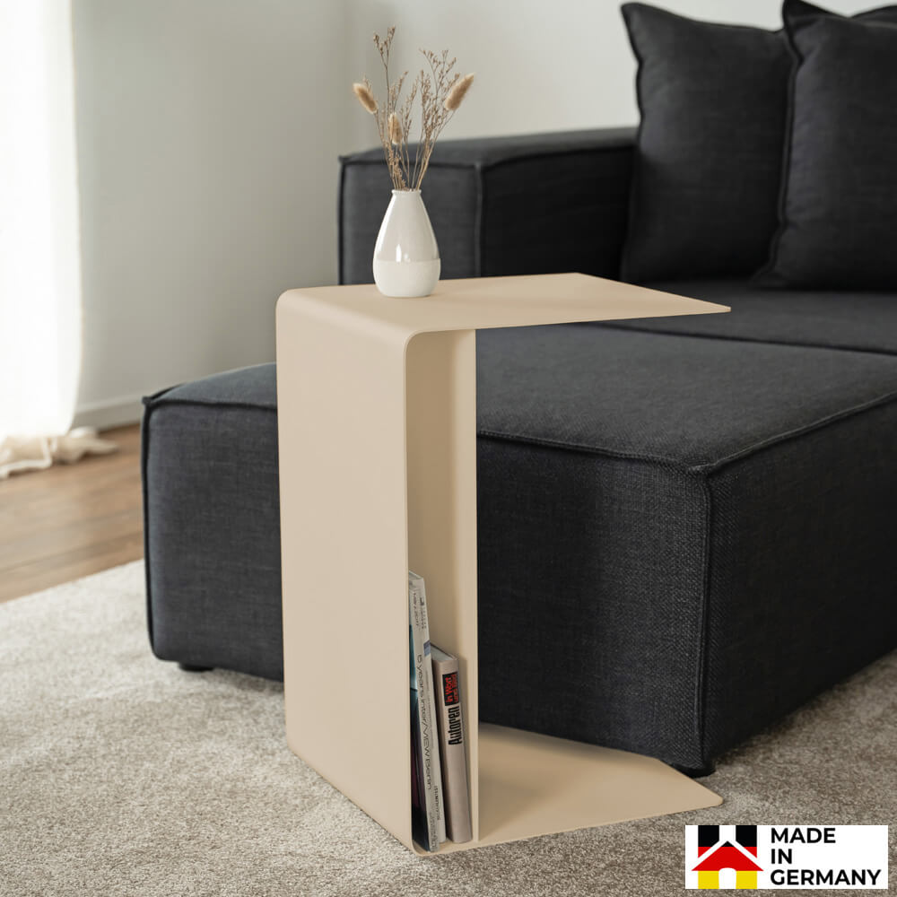 Beistelltisch aus Metall ZIMA - 58 x 38 cm Creme Made in Germany